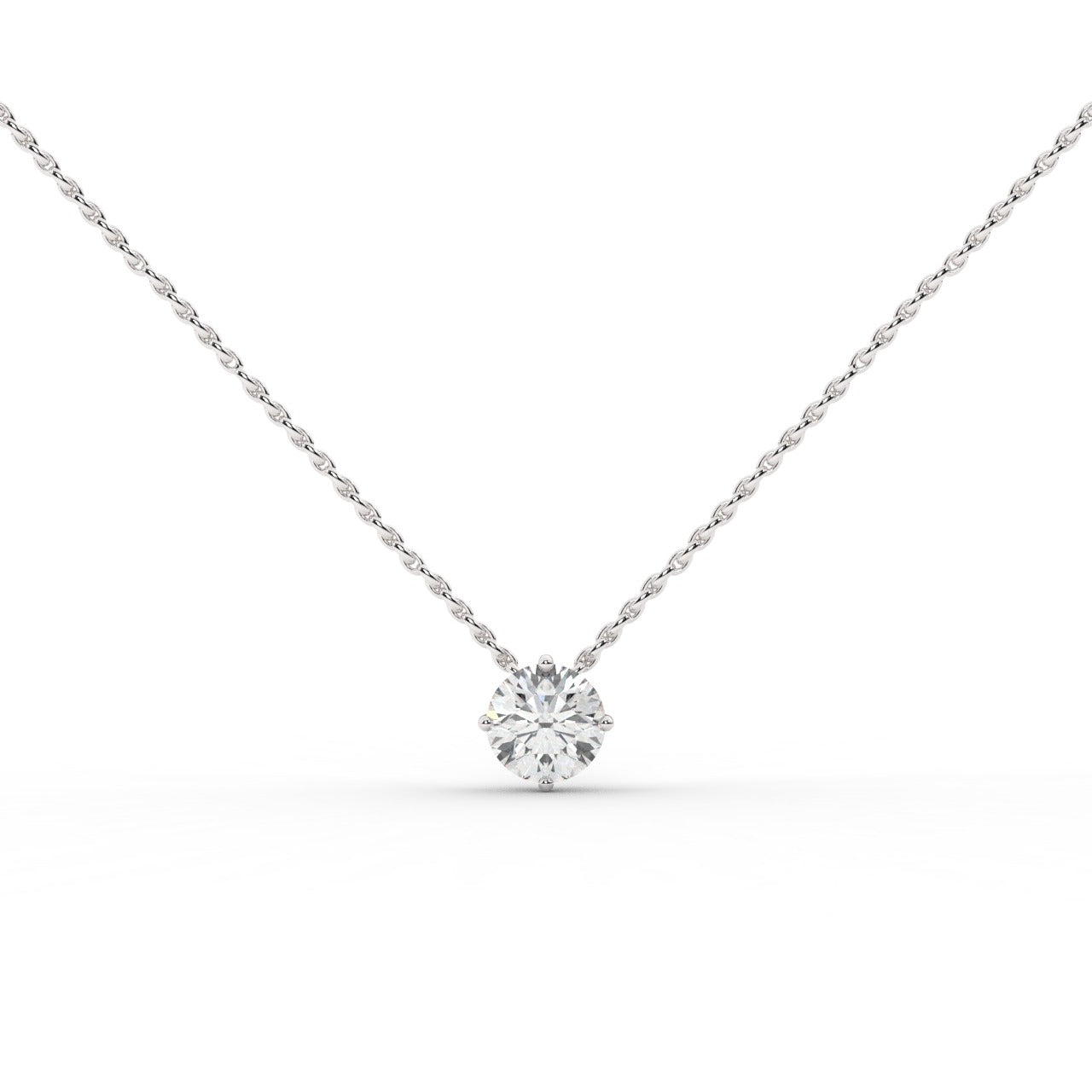 Audrey Diamond Pendant Necklace - White Gold 5.85mm#Metal Colour_White Gold#Stone Size_5.85mm