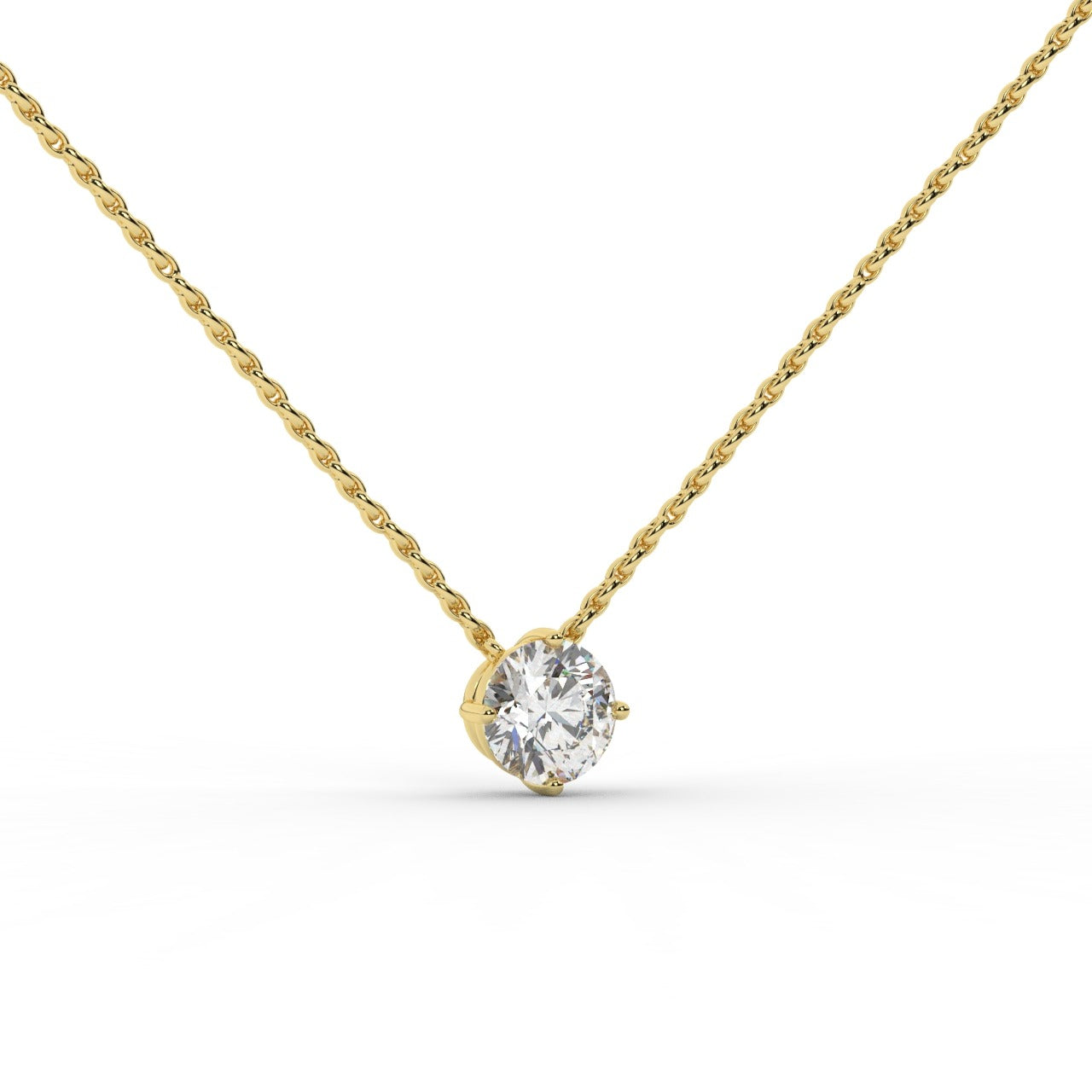 Audrey Diamond Pendant Necklace - Yellow Gold 5.85mm#Metal Colour_Yellow Gold#Stone Size_5.85mm
