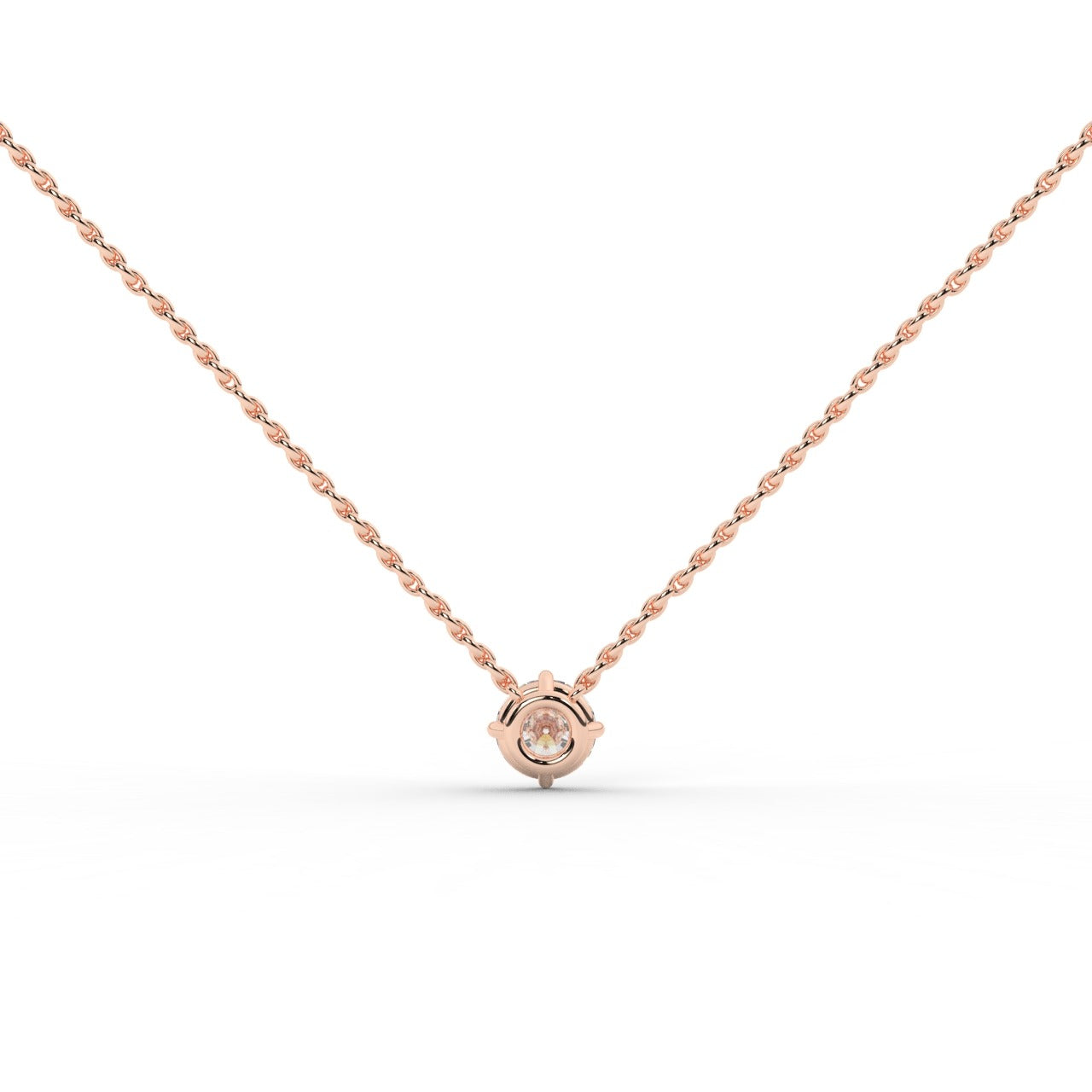 Audrey Diamond Pendant Necklace - Rose Gold 5mm#Metal Colour_Rose Gold#Stone Size_5mm