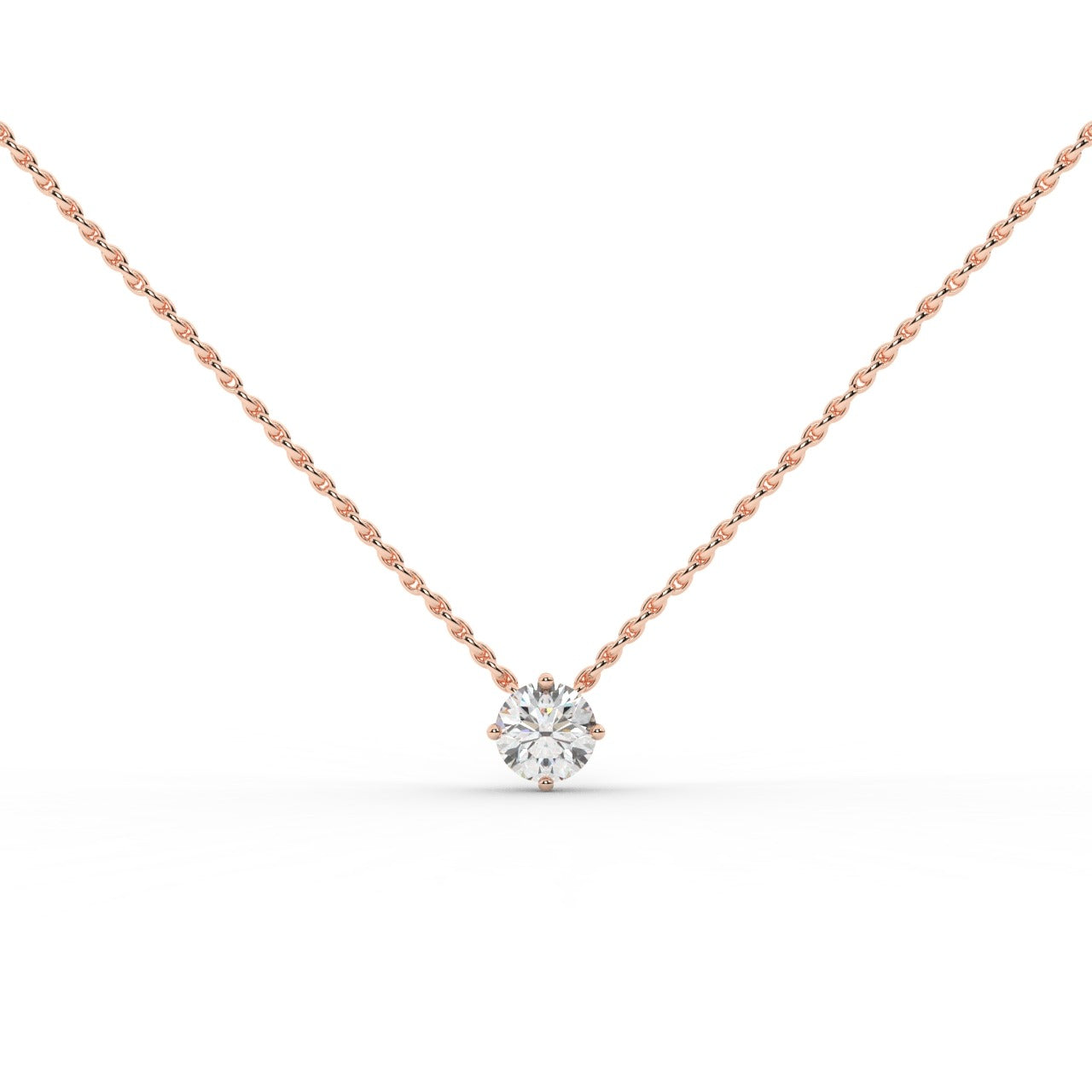 Audrey Diamond Pendant Necklace - Rose Gold 5mm#Metal Colour_Rose Gold#Stone Size_5mm