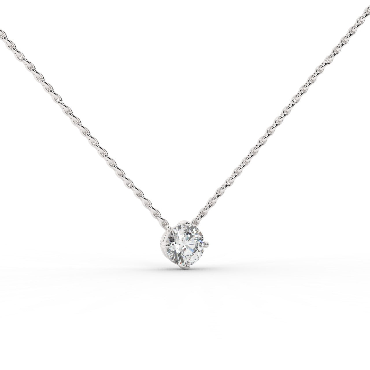 Audrey Diamond Pendant Necklace - White Gold 5mm#Metal Colour_White Gold#Stone Size_5mm