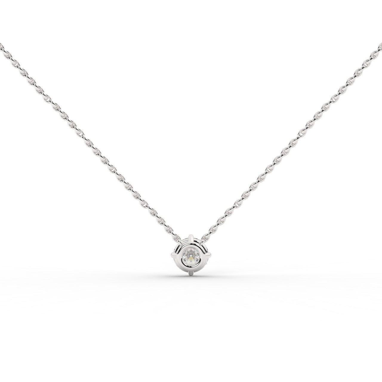 Audrey Diamond Pendant Necklace - White Gold 5mm#Metal Colour_White Gold#Stone Size_5mm