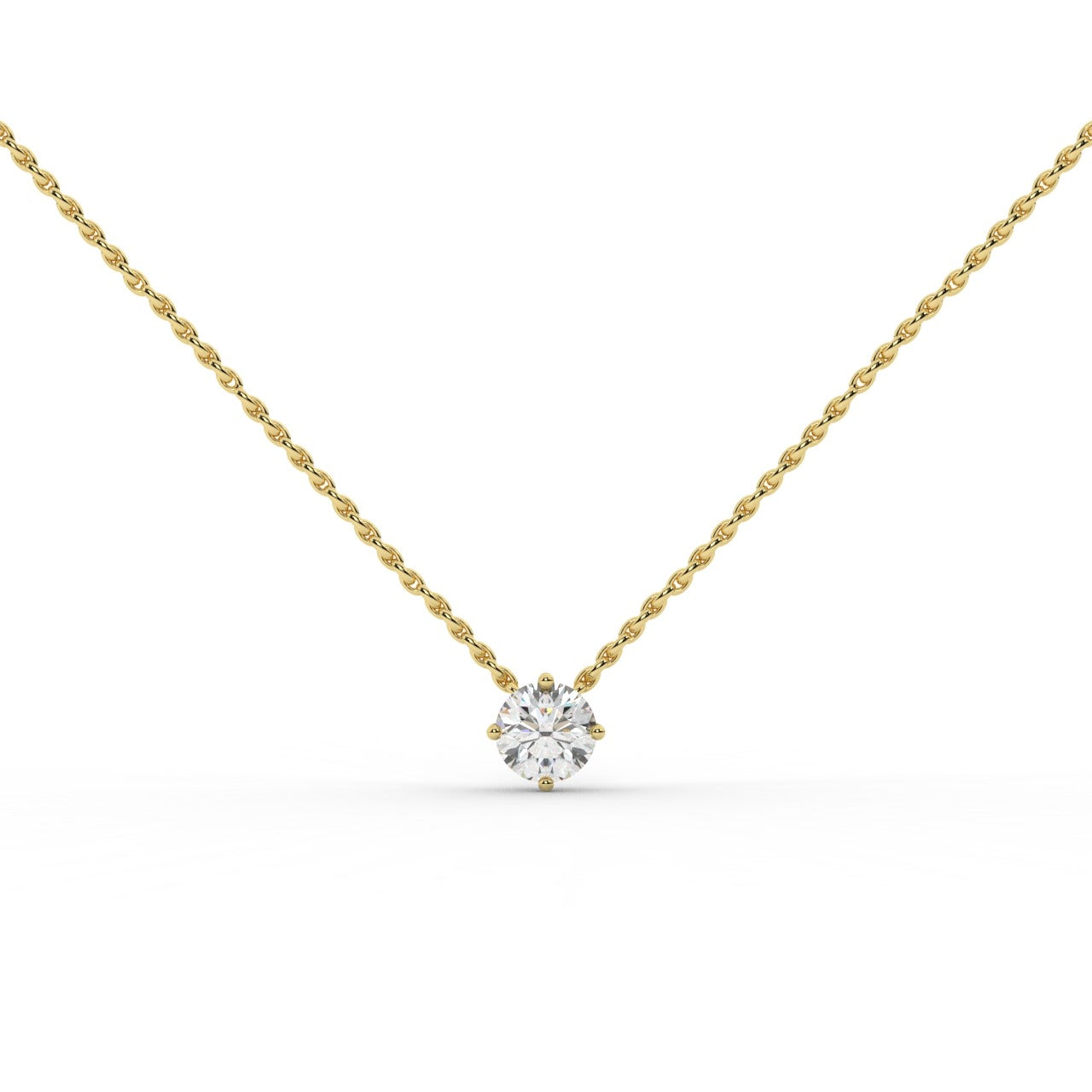 Audrey Diamond Pendant Necklace - Yellow Gold 5mm#Metal Colour_Yellow Gold#Stone Size_5mm