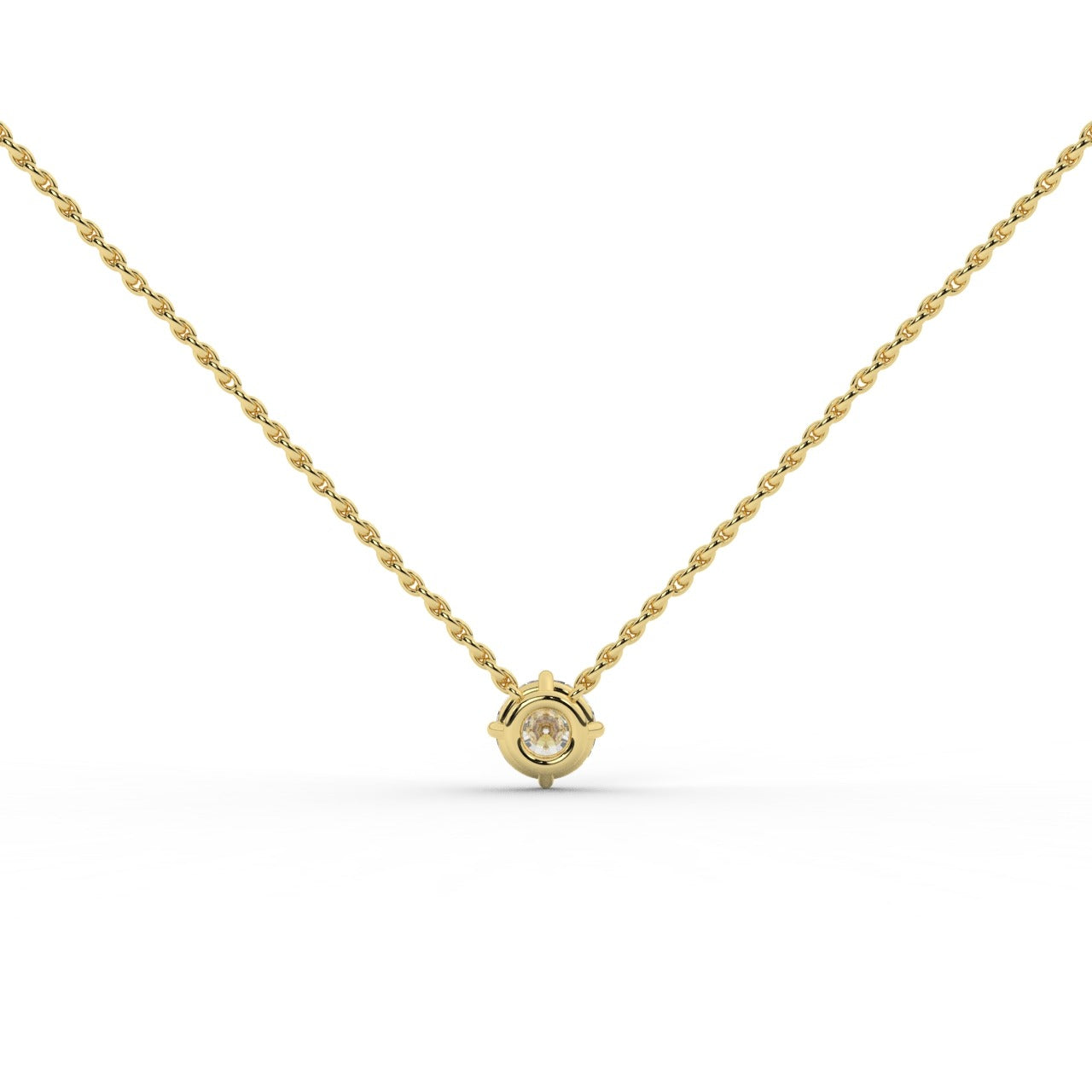 Audrey Diamond Pendant Necklace - Yellow Gold 5mm#Metal Colour_Yellow Gold#Stone Size_5mm