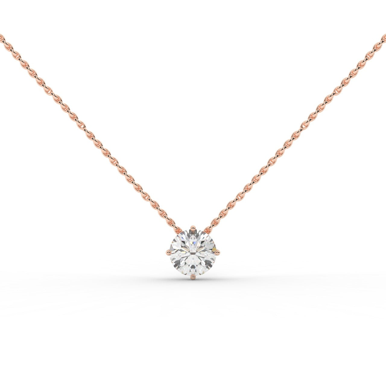 Audrey Diamond Pendant Necklace - Rose Gold 6.5mm#Metal Colour_Rose Gold#Stone Size_6.5mm