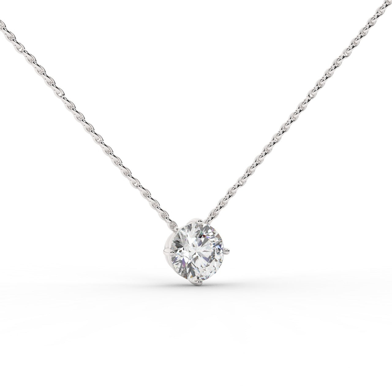 Audrey Diamond Pendant Necklace - White Gold 6.5mm#Metal Colour_White Gold#Stone Size_6.5mm