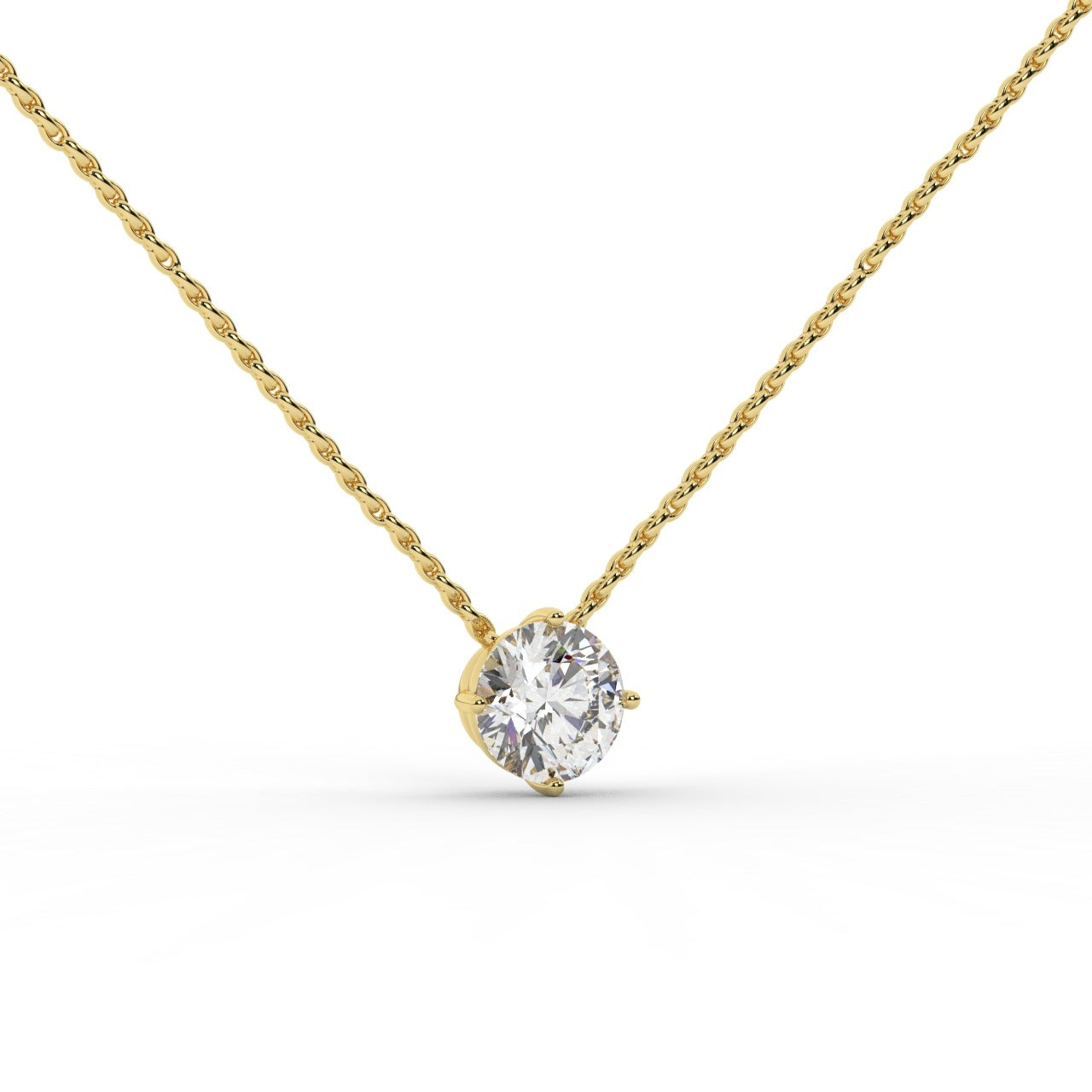 Audrey Diamond Pendant Necklace - Yellow Gold 6.5mm#Metal Colour_Yellow Gold#Stone Size_6.5mm
