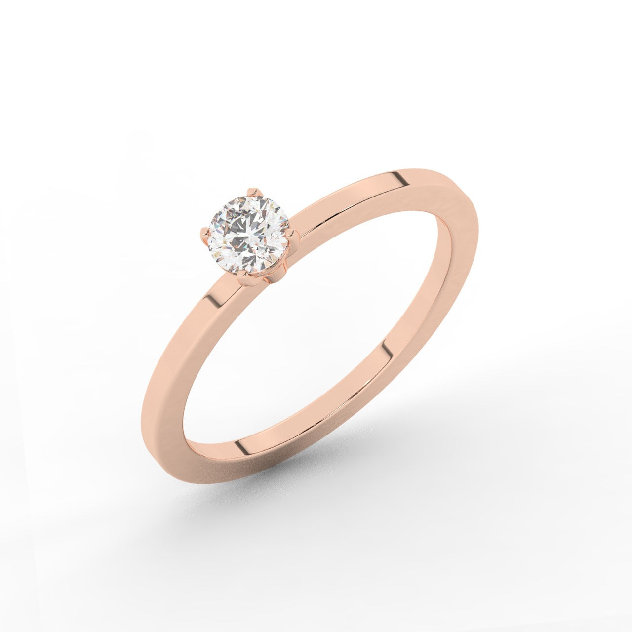 Audrey Diamond Ring - Rose Gold 4mm#Metal Colour_Rose Gold#Stone Size_4mm