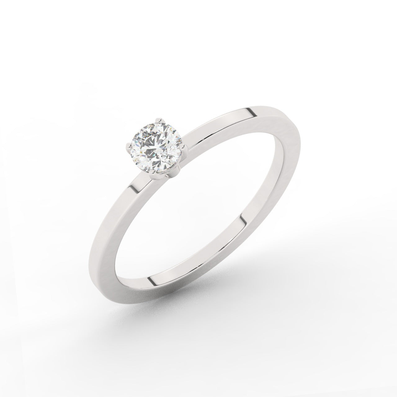 Audrey Diamond Ring - White Gold 4mm#Metal Colour_White Gold#Stone Size_4mm