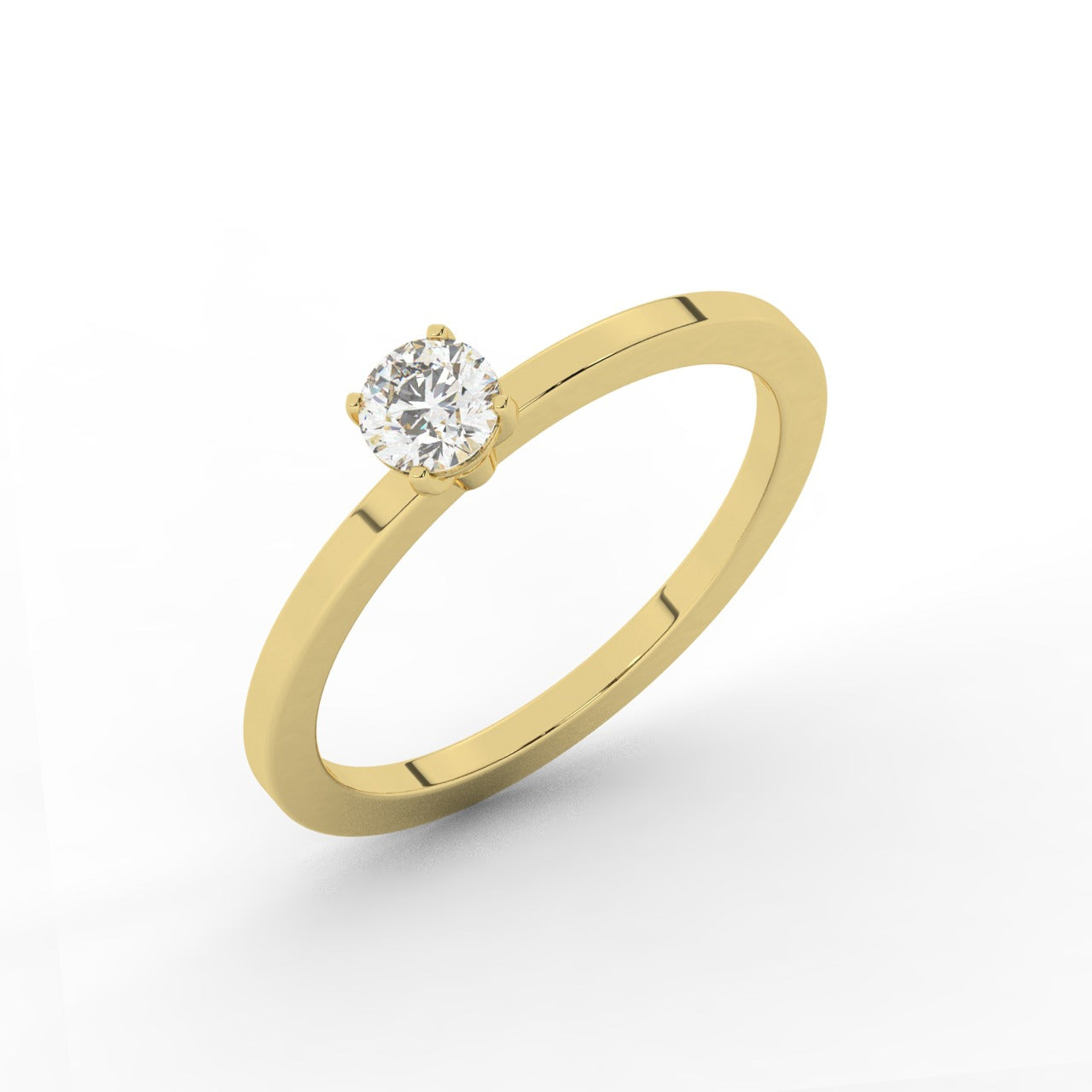 Audrey Diamond Ring - Yellow Gold 4mm#Metal Colour_Yellow Gold#Stone Size_4mm