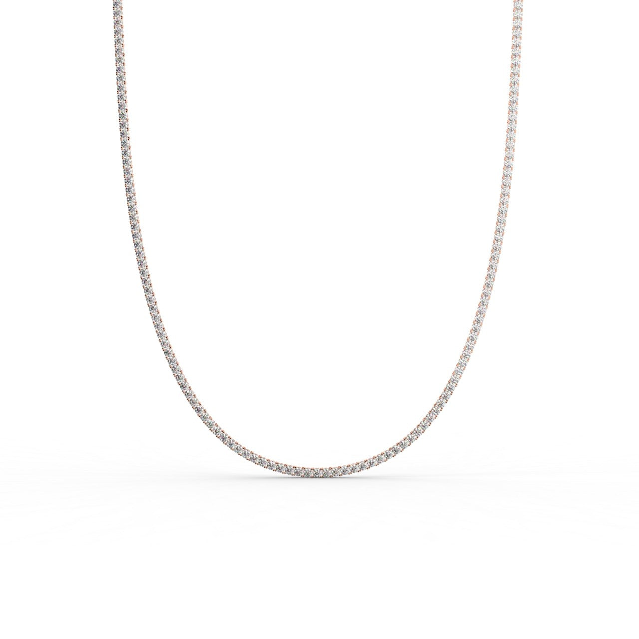 Chiara Diamond Tennis Necklace - Rose Gold 3mm#Metal Colour_Rose Gold#Stone Size_3mm