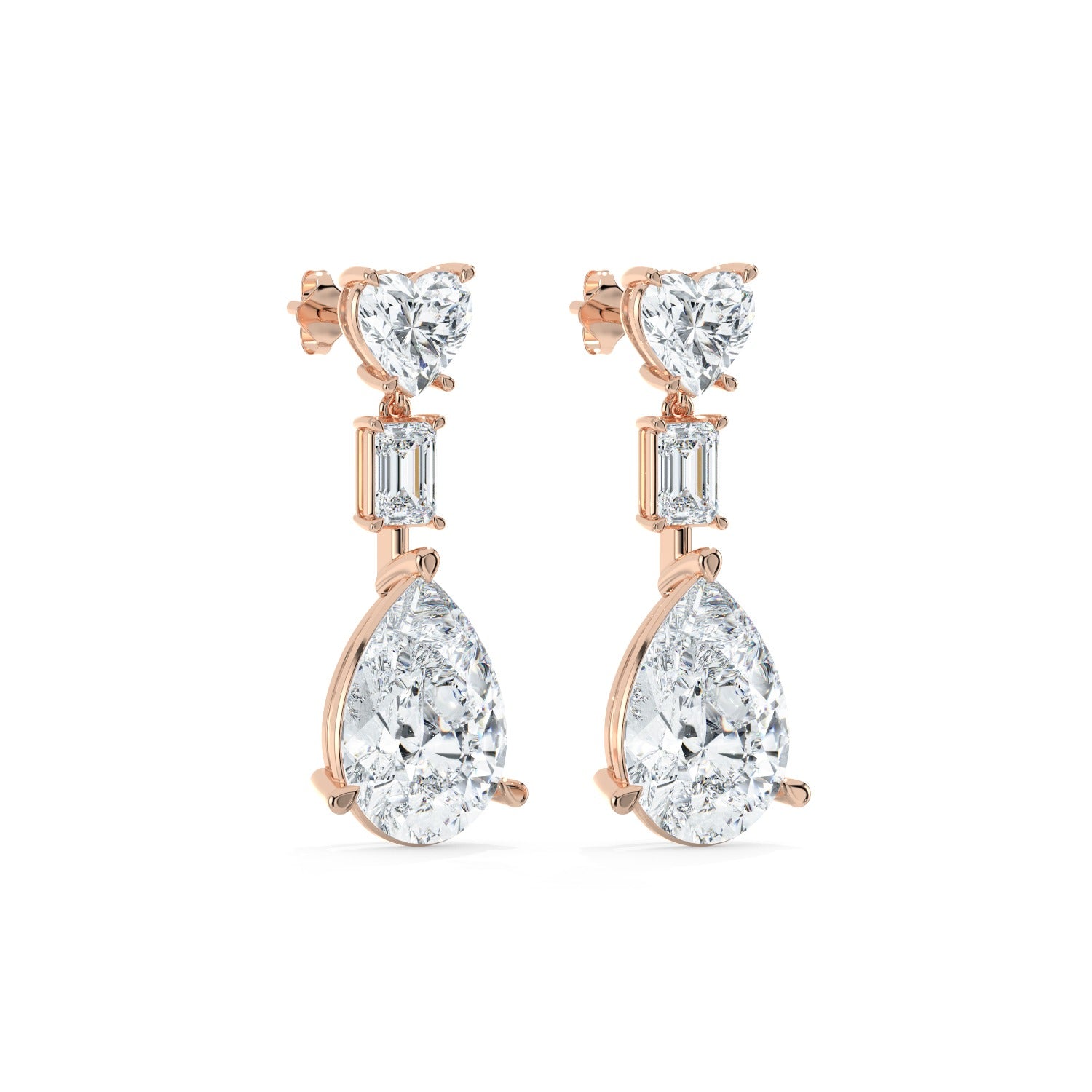 Pear Line Drop Earrings - Rose Gold#Metal Colour_Rose Gold
