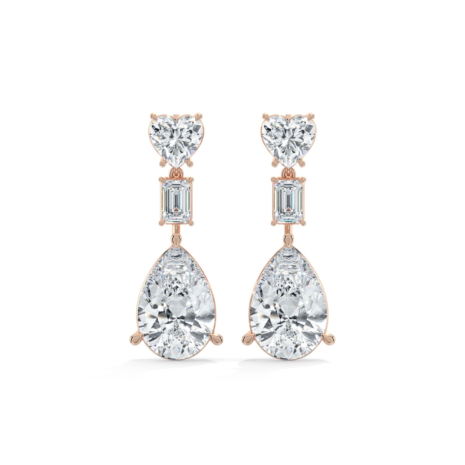 Pear Line Drop Earrings - Rose Gold#Metal Colour_Rose Gold