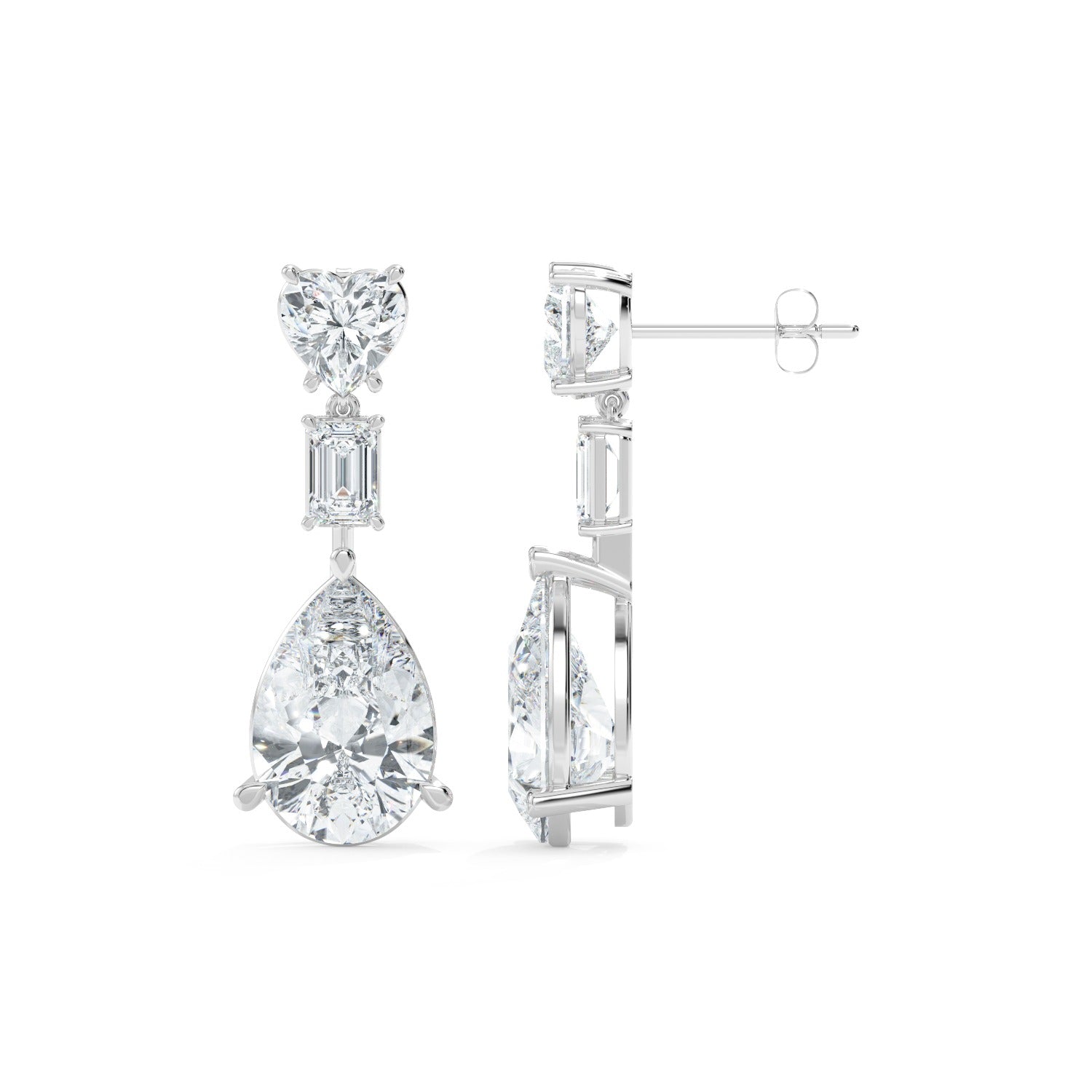 Pear Line Drop Earrings - White Gold#Metal Colour_White Gold