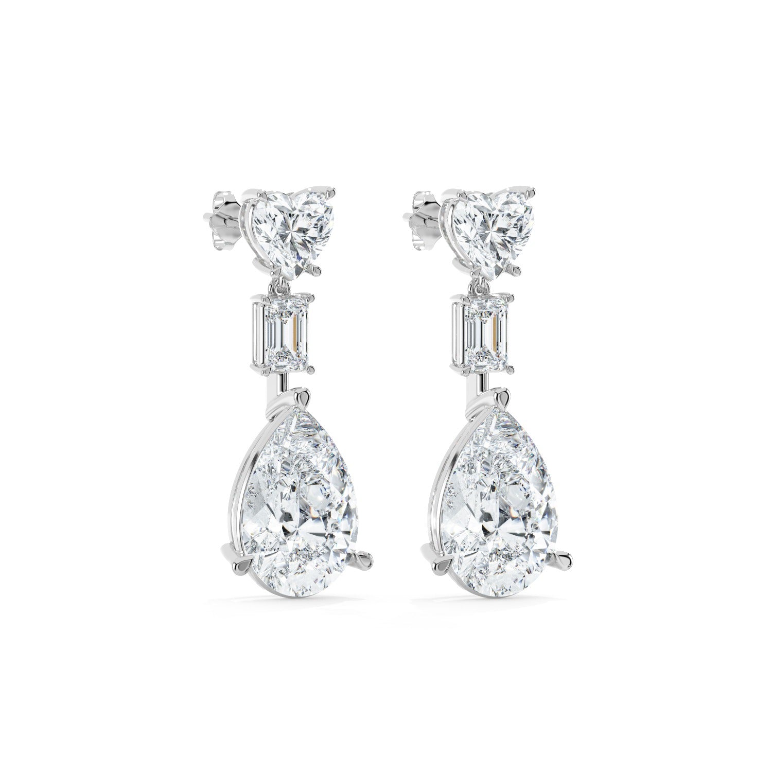 Pear Line Drop Earrings - White Gold#Metal Colour_White Gold