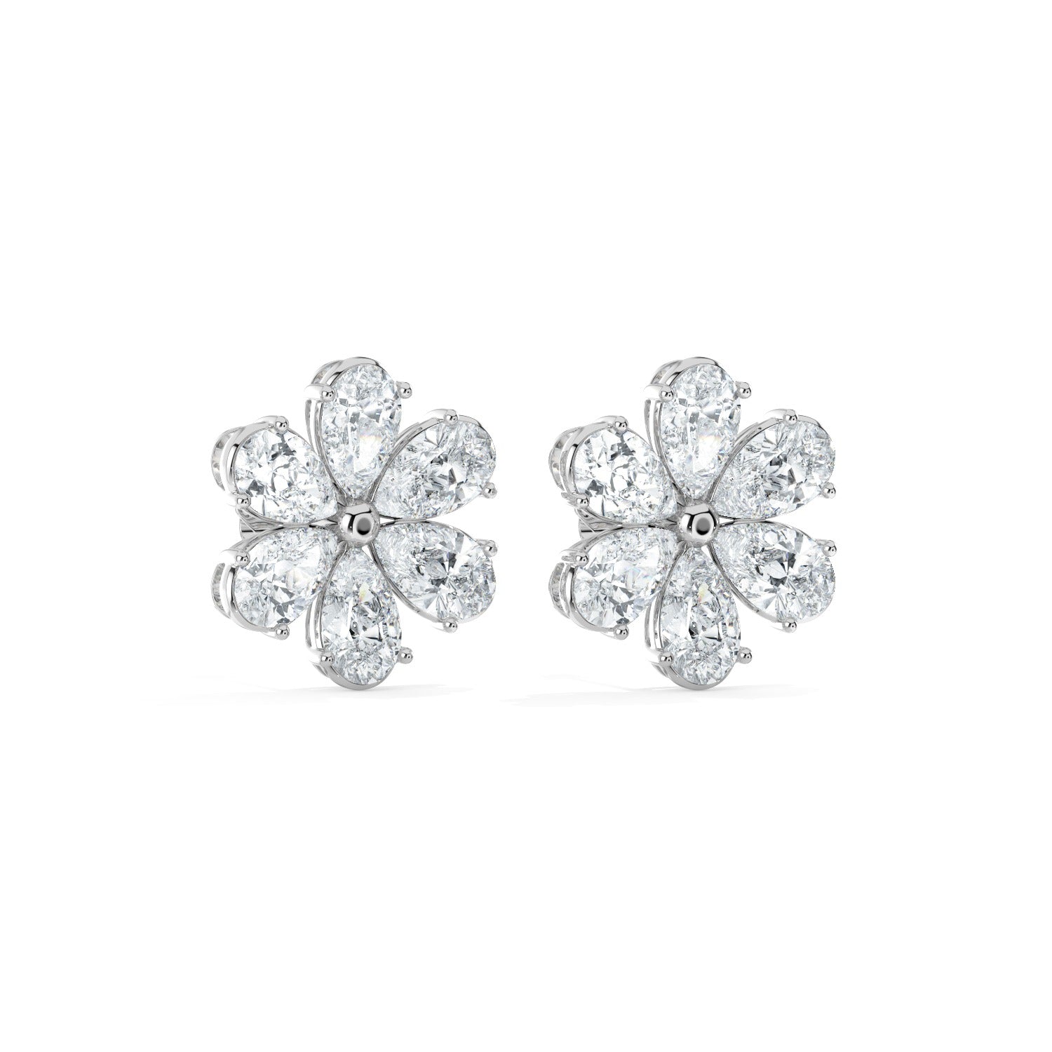 Bloom Stud Earrings - White Gold#Metal Colour_White Gold