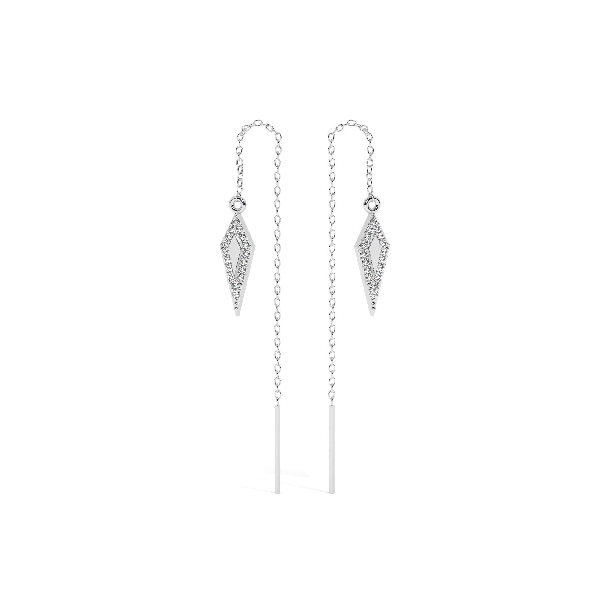 Contour Hang Earrings - White Gold#Metal Colour_White Gold