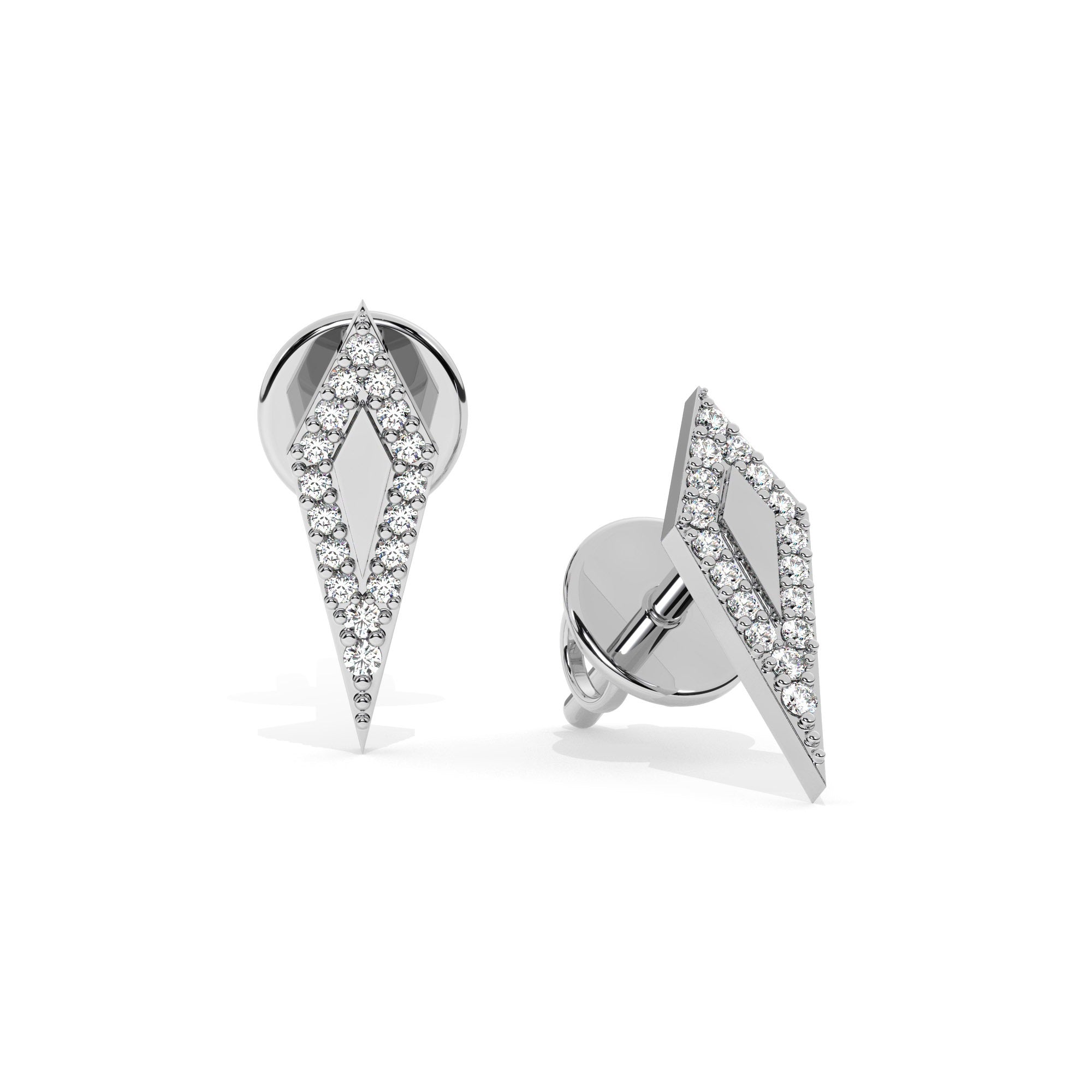 Contour Stud Earrings - White Gold#Metal Colour_White Gold