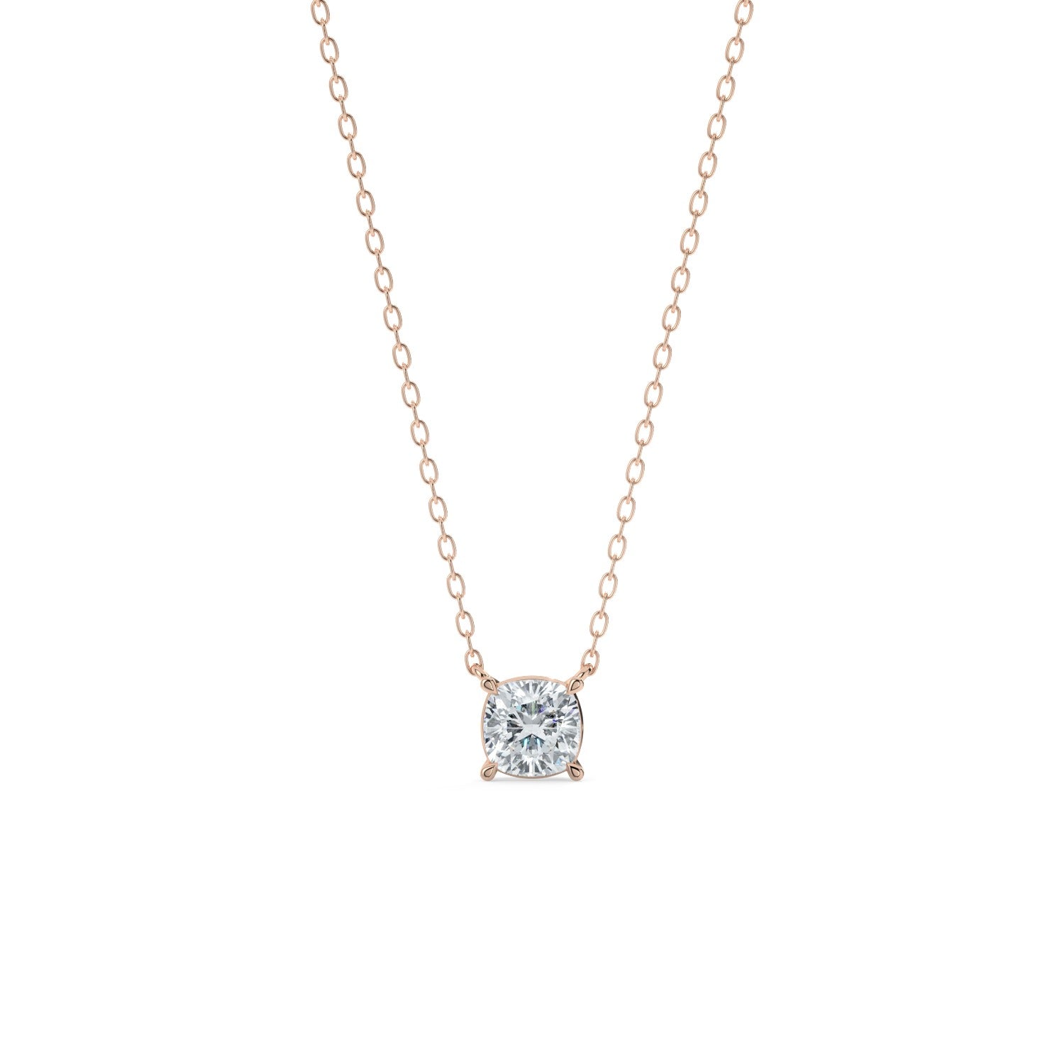 Cushion Cut Pendant Necklace - Rose Gold#Metal Colour_Rose Gold