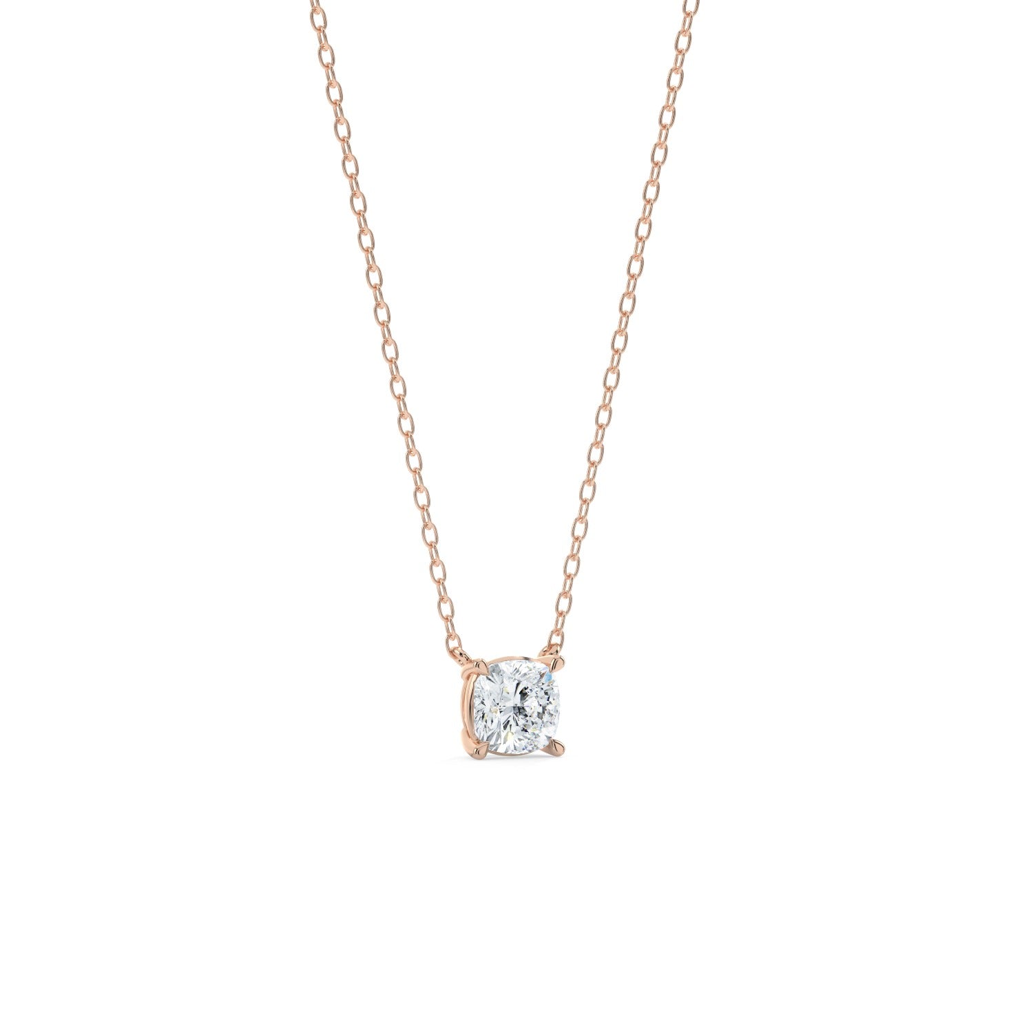 Cushion Cut Pendant Necklace - Rose Gold#Metal Colour_Rose Gold