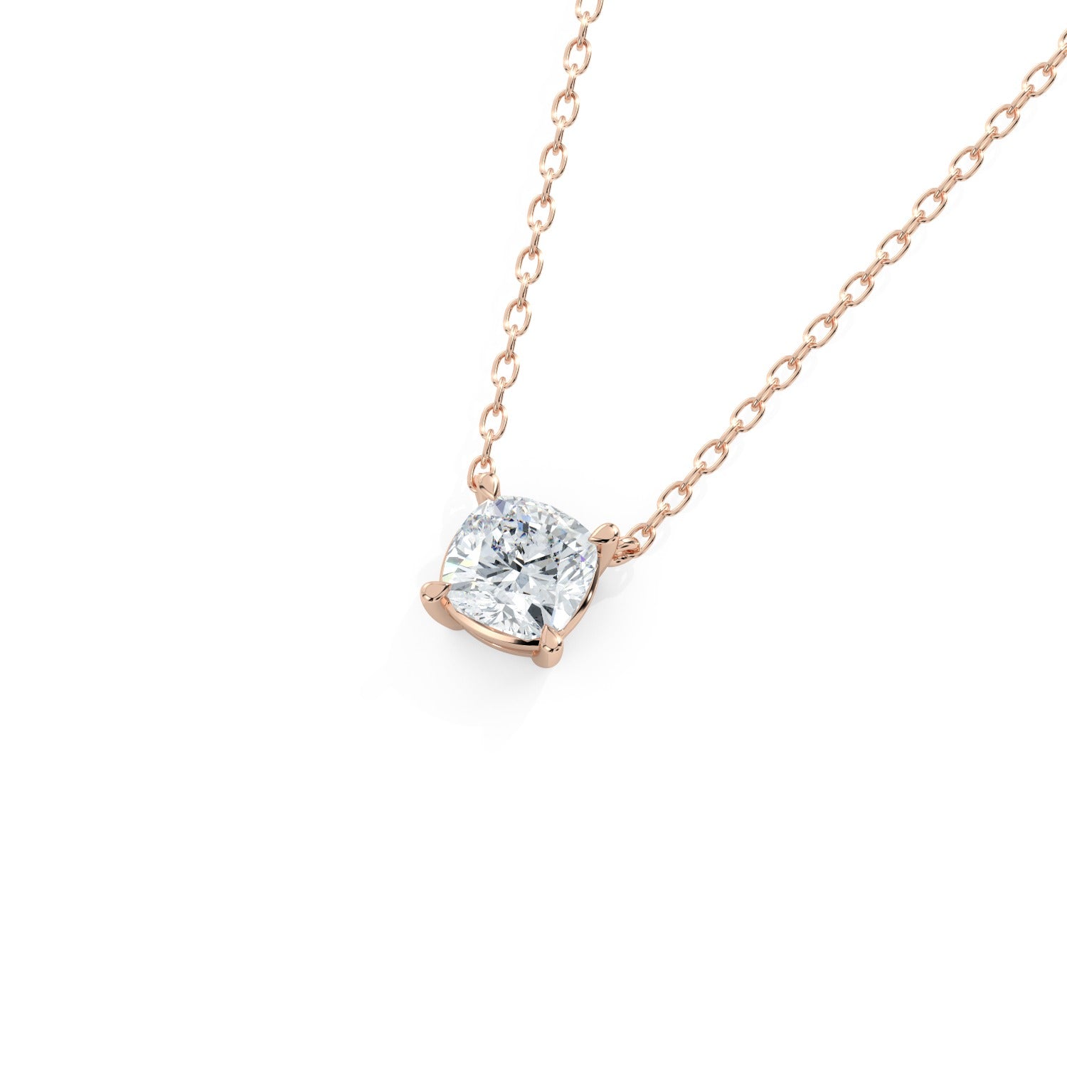 Cushion Cut Pendant Necklace - Rose Gold#Metal Colour_Rose Gold