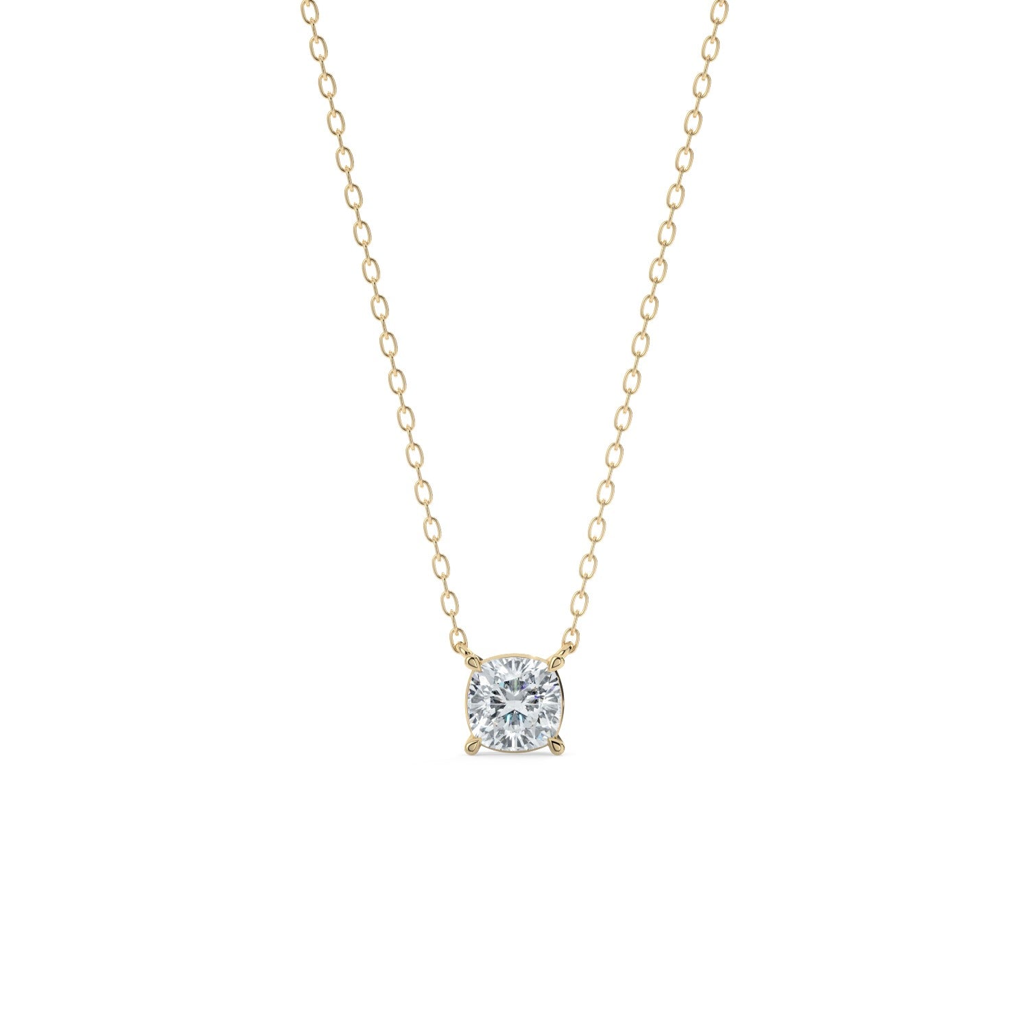 Cushion Cut Pendant Necklace - Yellow Gold#Metal Colour_Yellow Gold