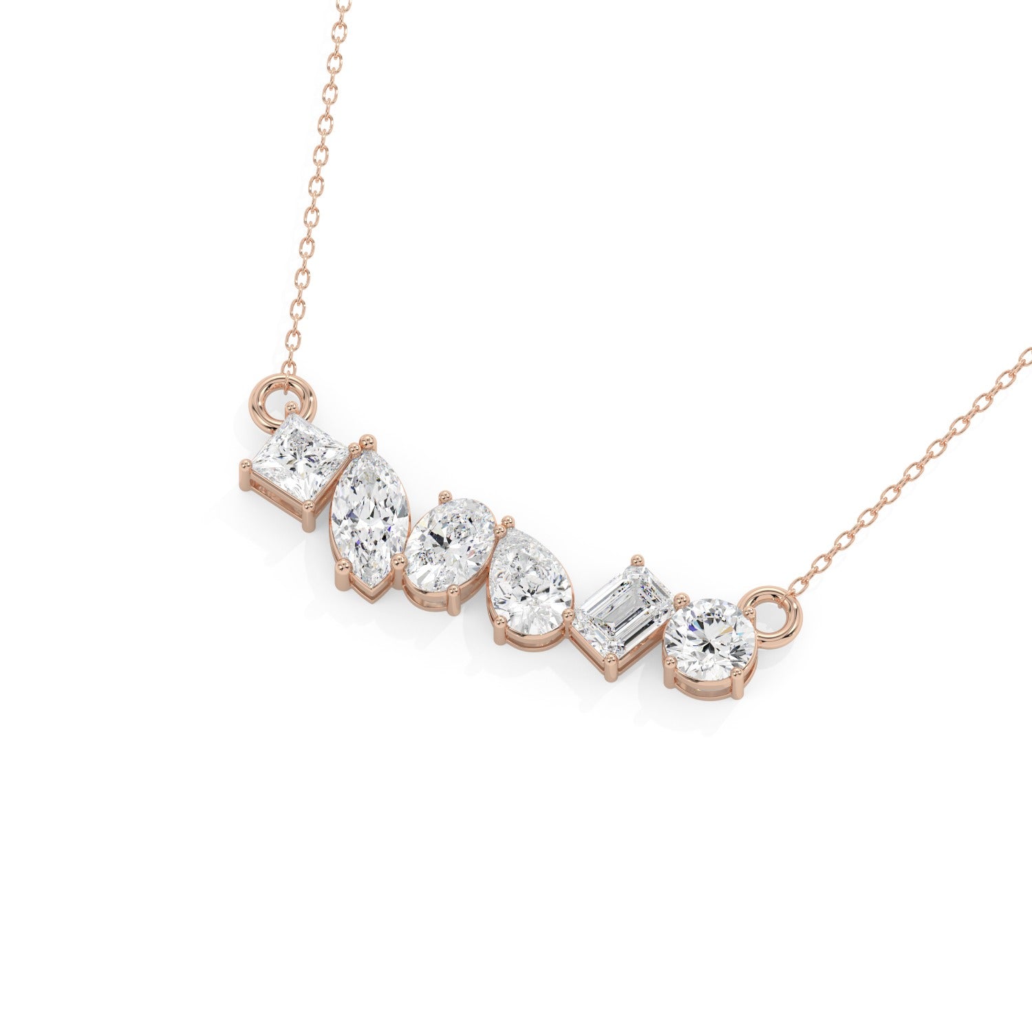 Mixed Cut Line Pendant Necklace - Rose Gold#Metal Colour_Rose Gold