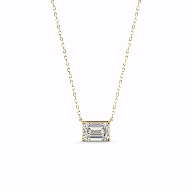 East-West Emerald Cut Pendant Necklace - video