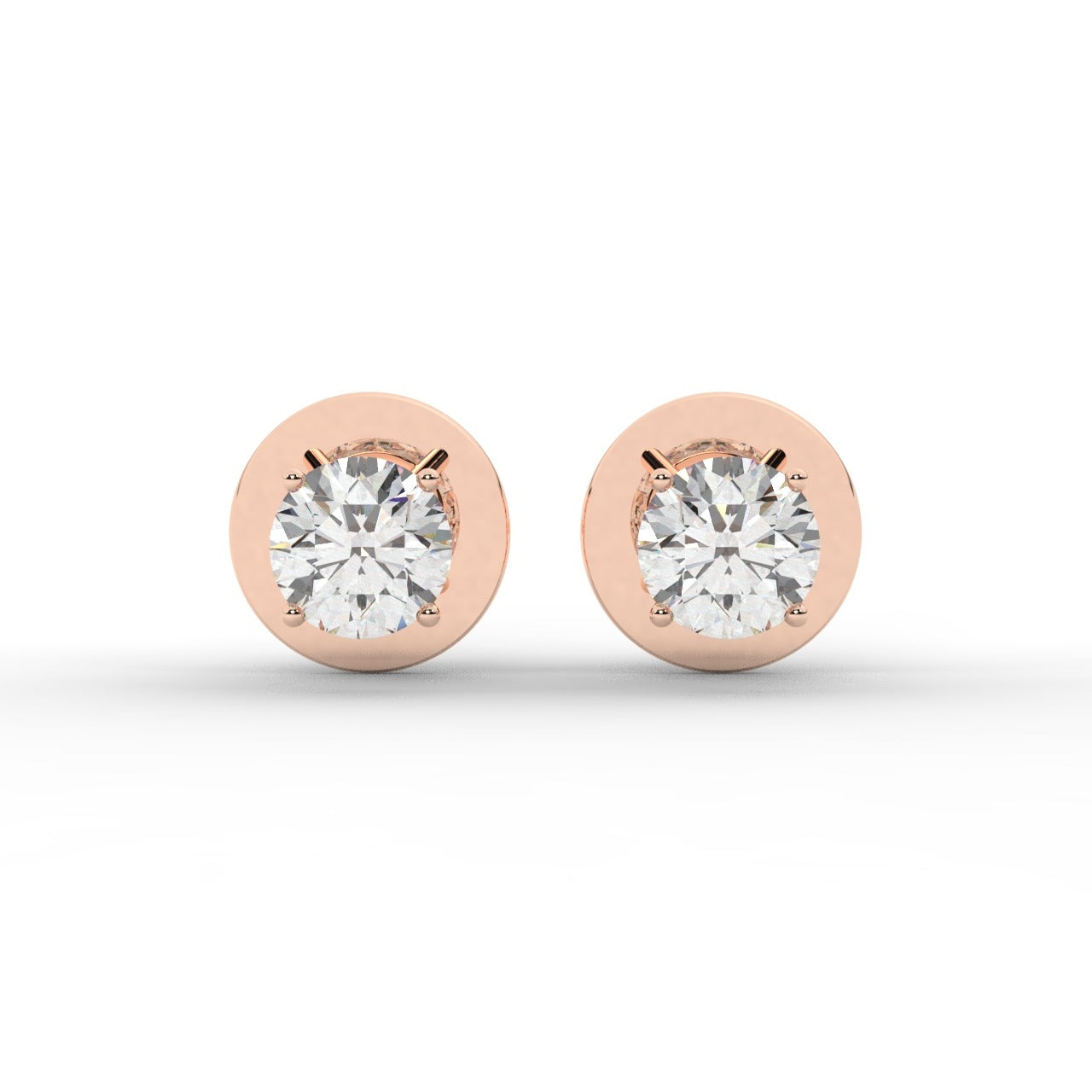 Audrey Diamond Earrings - Rose Gold 3.8mm#Metal Colour_Rose Gold#Stone Size_3.8mm