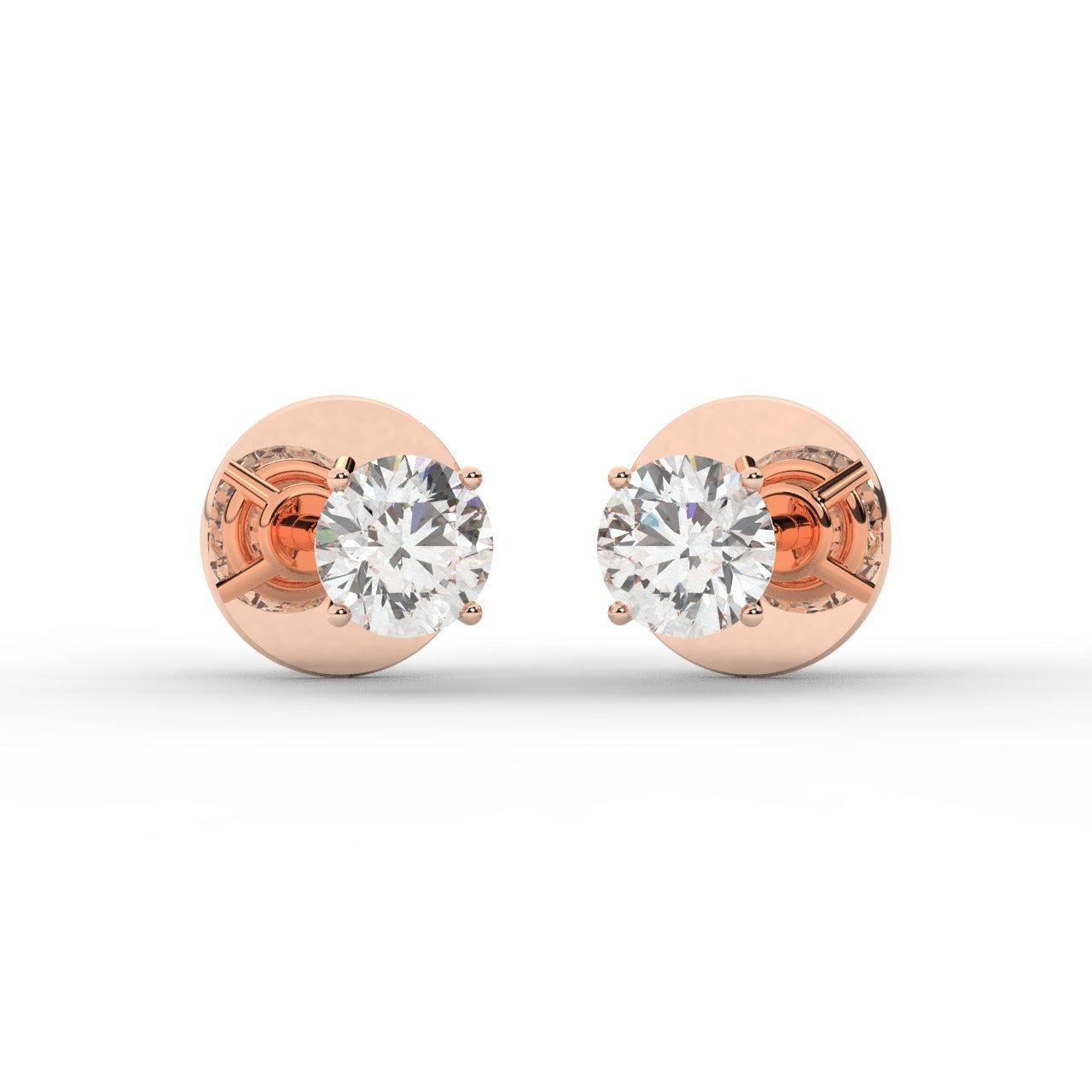 Audrey Diamond Earrings - Rose Gold 3.8mm#Metal Colour_Rose Gold#Stone Size_3.8mm