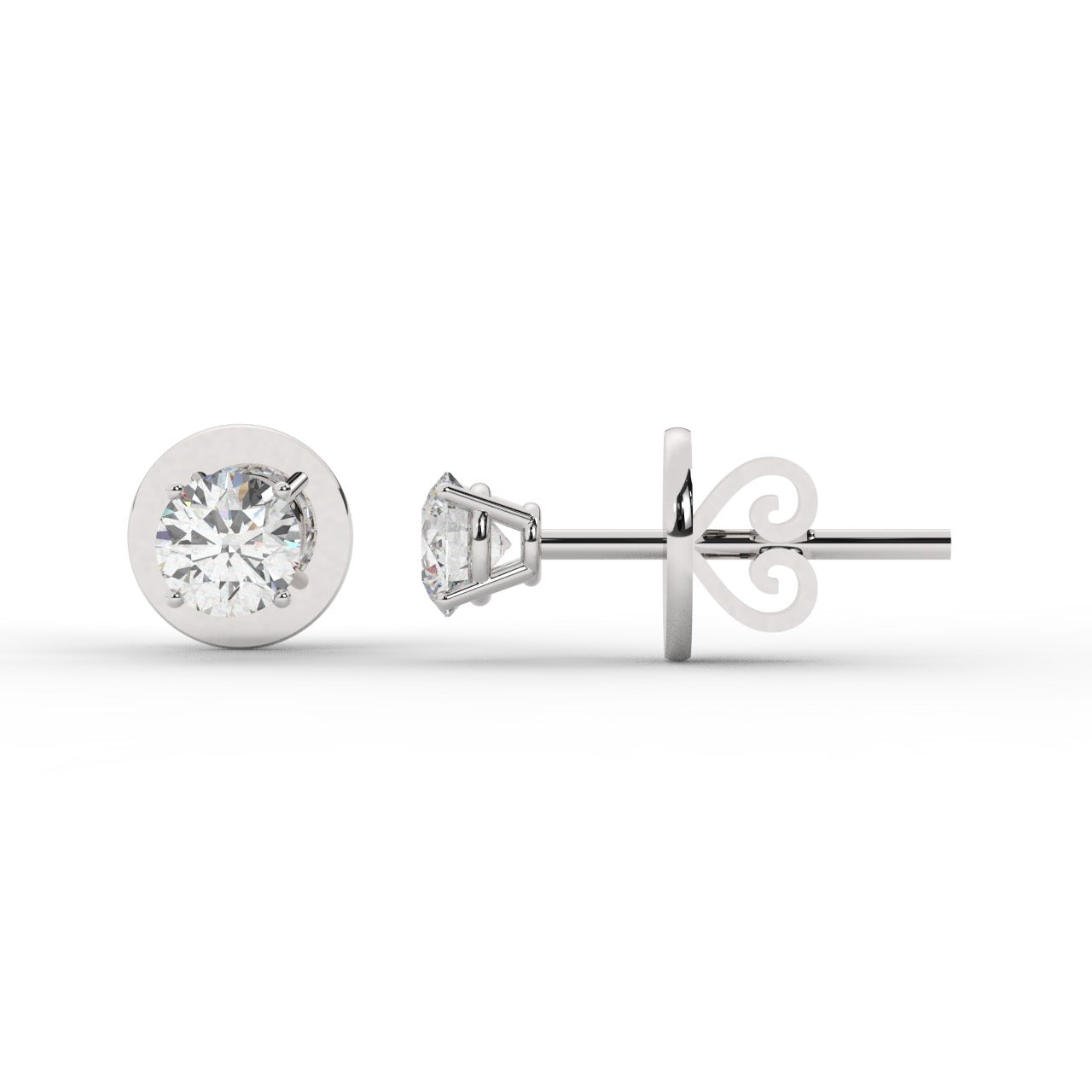 Audrey Diamond Earrings - White Gold 3.8mm#Metal Colour_White Gold#Stone Size_3.8mm