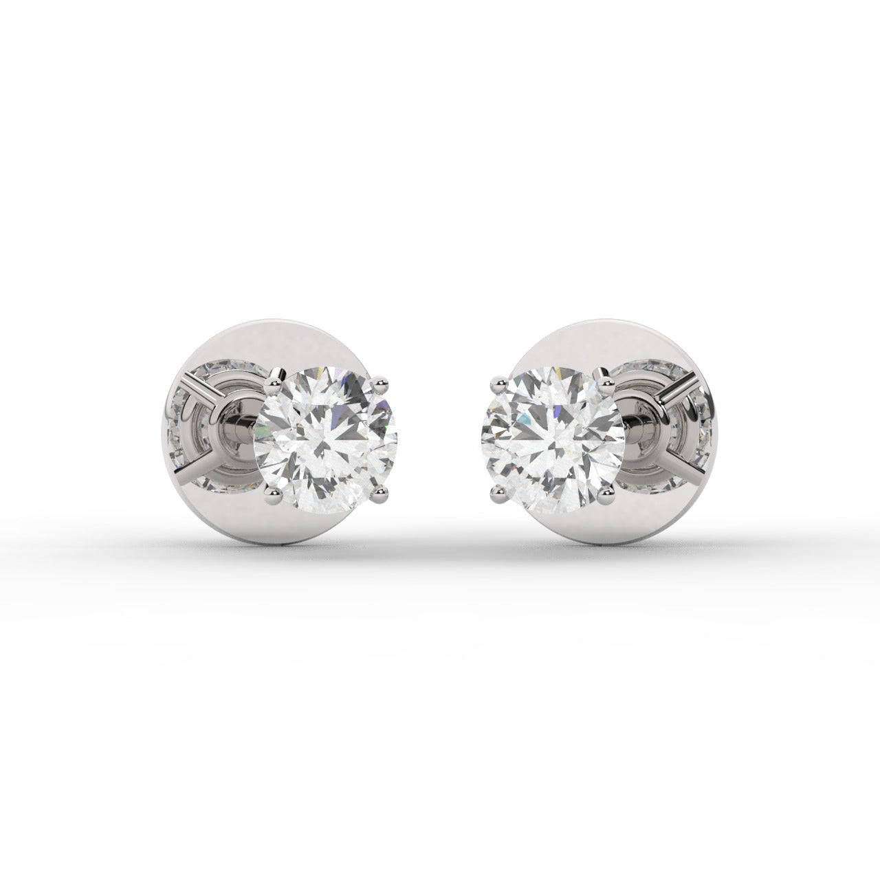 Audrey Diamond Earrings - White Gold 3.8mm#Metal Colour_White Gold#Stone Size_3.8mm