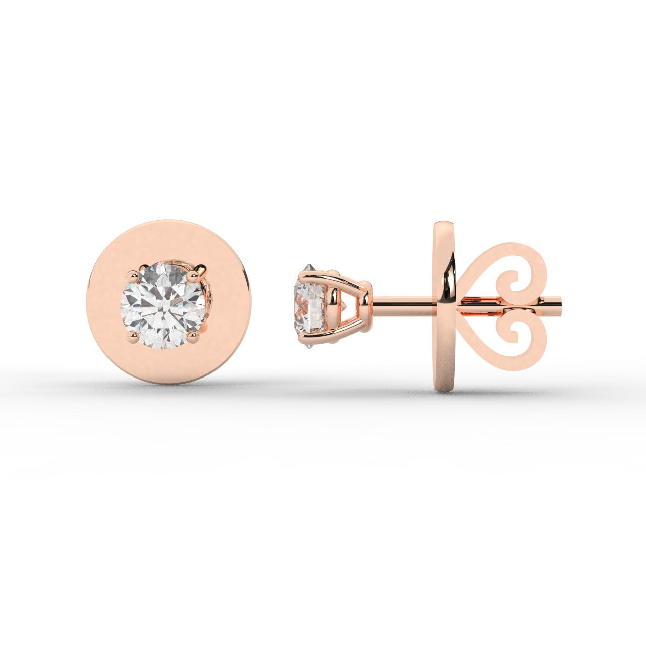 Audrey Diamond Earrings - Rose Gold 3mm#Metal Colour_Rose Gold#Stone Size_3mm