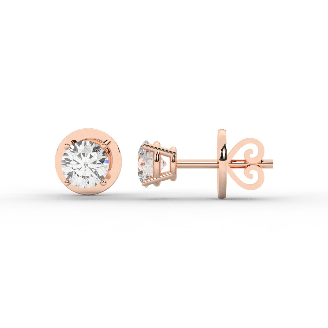 Audrey Diamond Earrings - Rose Gold 4.5mm#Metal Colour_Rose Gold#Stone Size_4.5mm