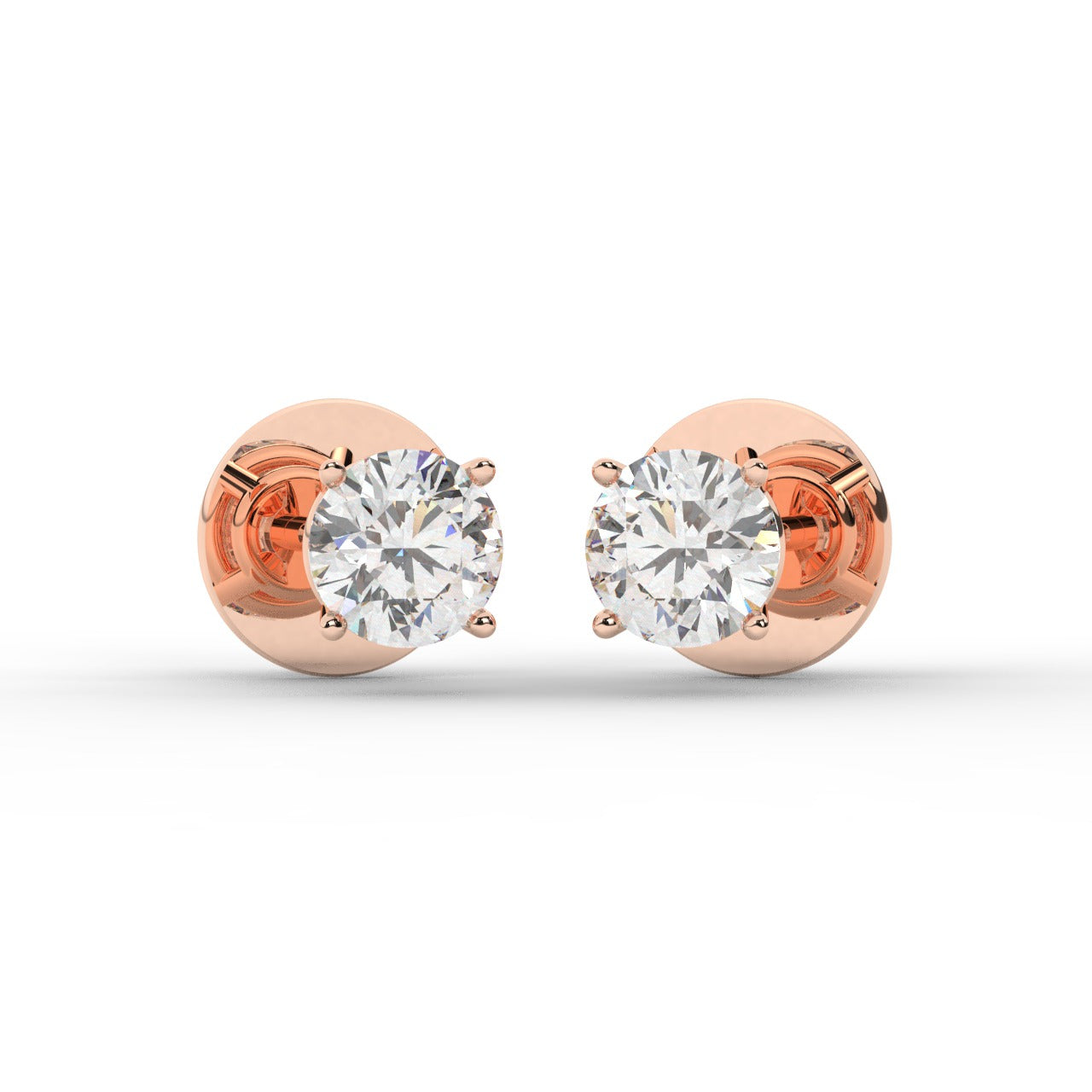 Audrey Diamond Earrings - Rose Gold 4.5mm#Metal Colour_Rose Gold#Stone Size_4.5mm