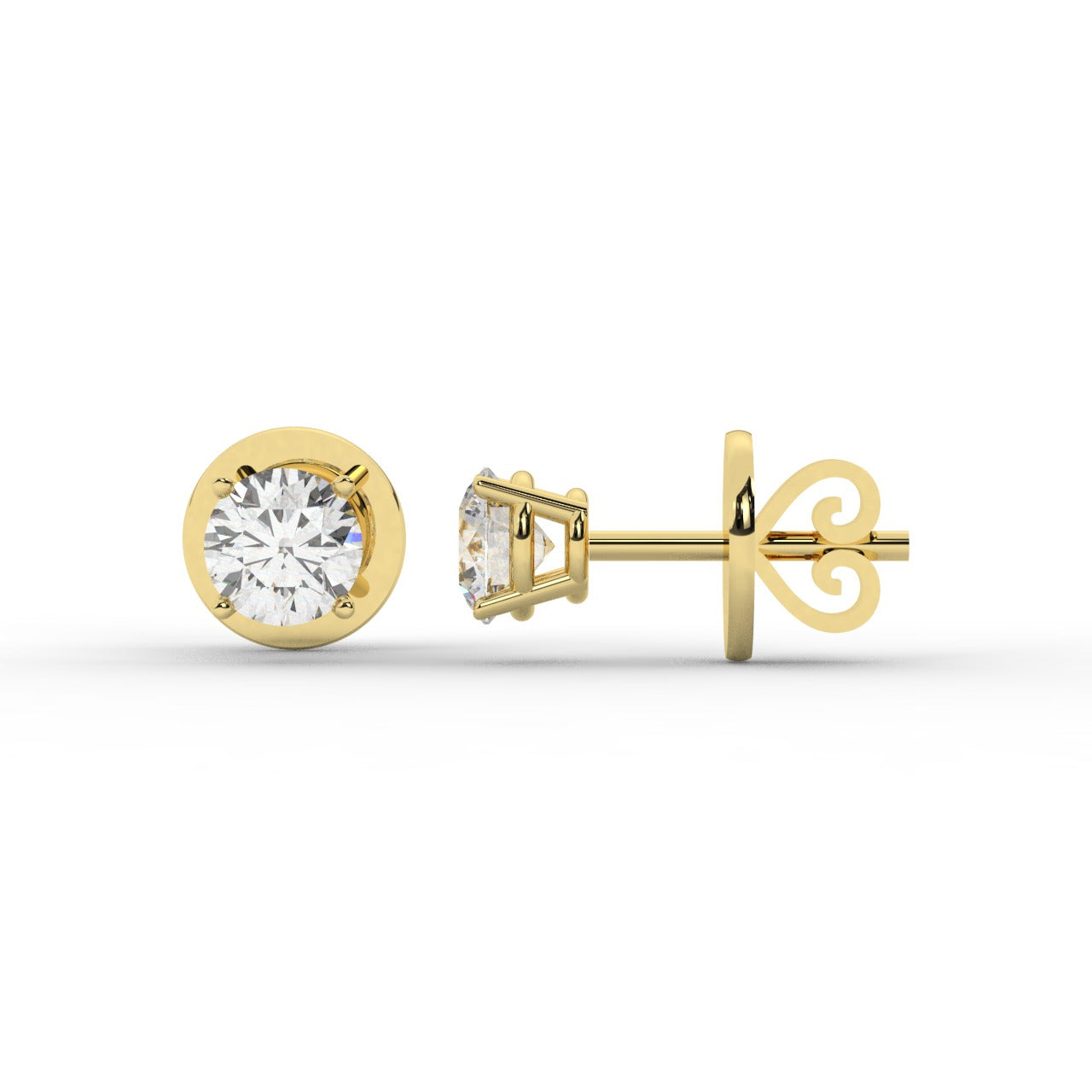 Audrey Diamond Earrings - Yellow Gold 4.5mm#Metal Colour_Yellow Gold#Stone Size_4.5mm