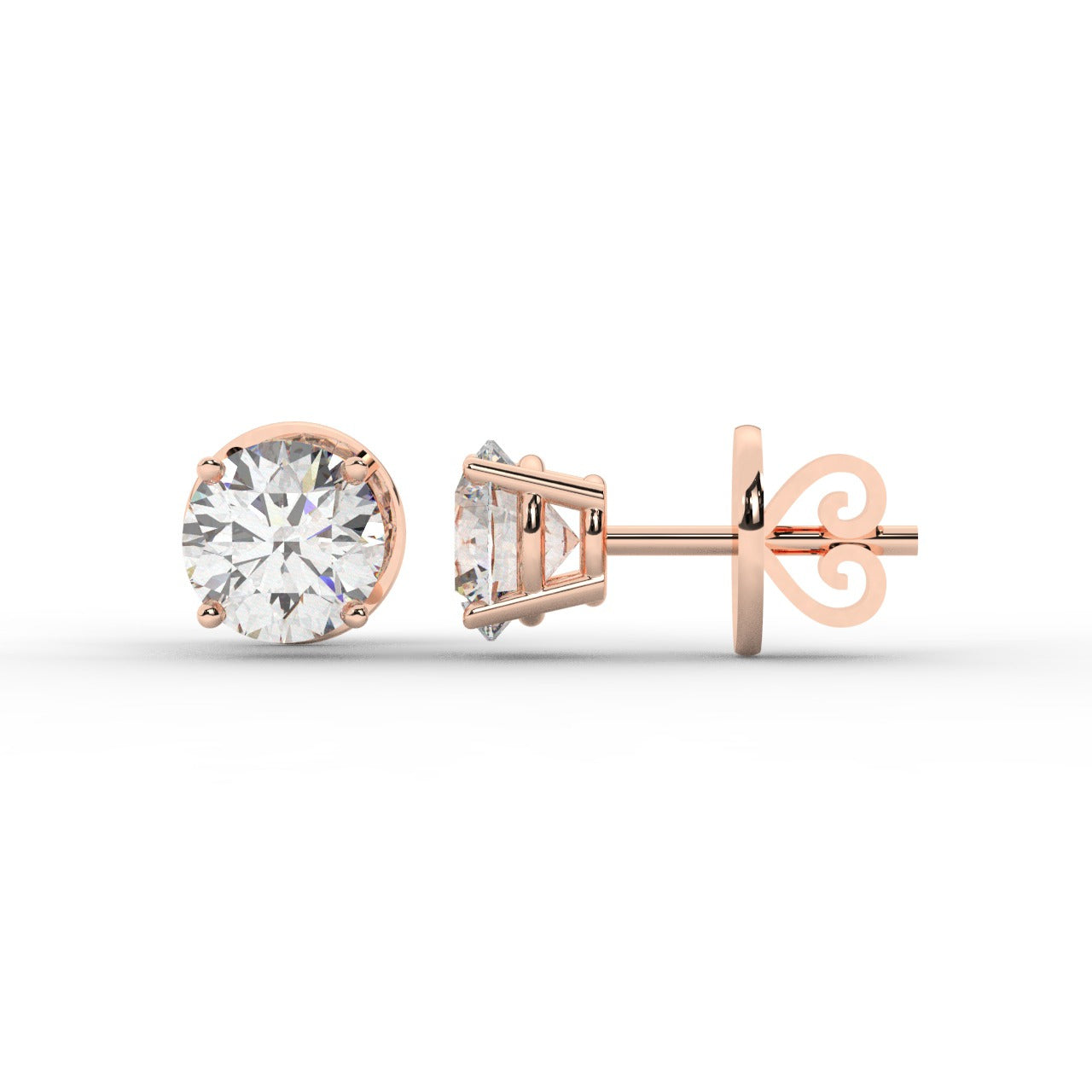 Audrey Diamond Earrings - Rose Gold 5.2mm#Metal Colour_Rose Gold#Stone Size_5.2mm