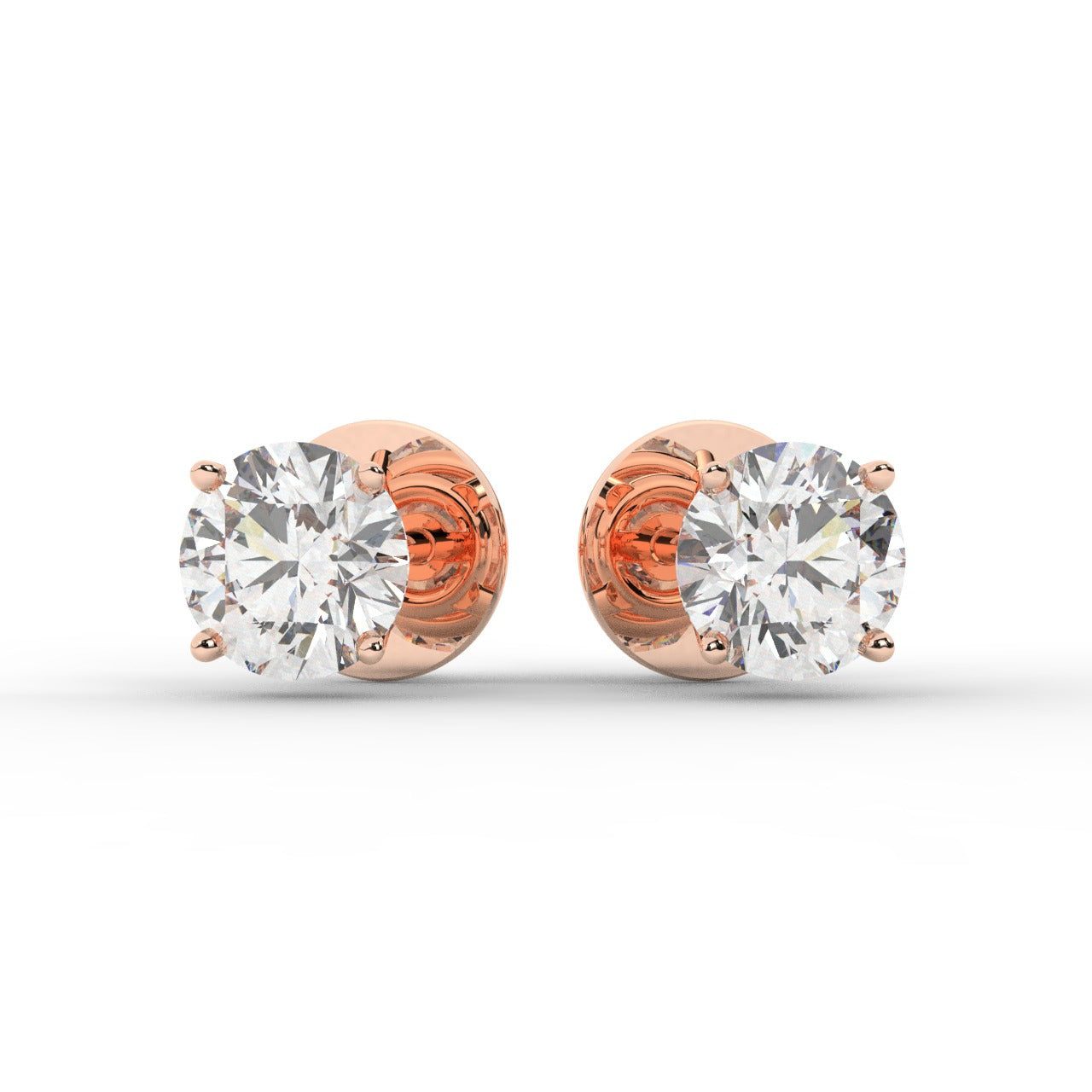 Audrey Diamond Earrings - Rose Gold 5.2mm#Metal Colour_Rose Gold#Stone Size_5.2mm