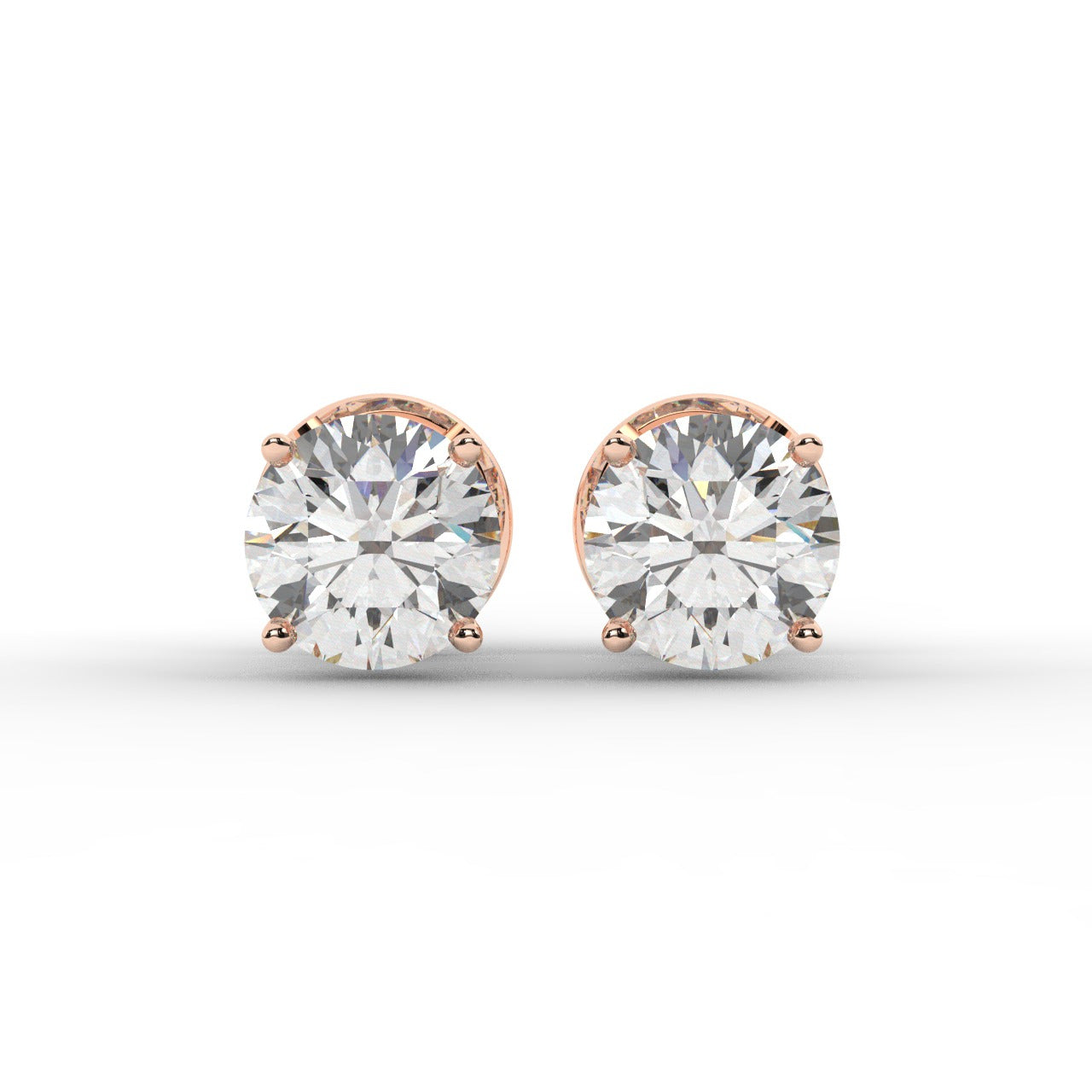 Audrey Diamond Earrings - Rose Gold 6mm#Metal Colour_Rose Gold#Stone Size_6mm