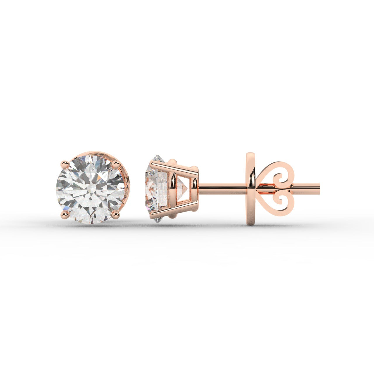 Audrey Diamond Earrings - Rose Gold 6mm#Metal Colour_Rose Gold#Stone Size_6mm