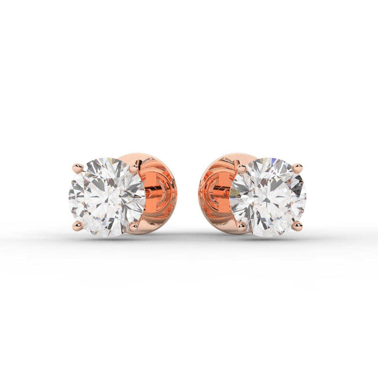 Audrey Diamond Earrings - Rose Gold 6mm#Metal Colour_Rose Gold#Stone Size_6mm