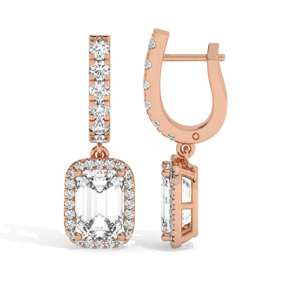 Emerald Drop Earrings - Rose Gold#Metal Colour_Rose Gold
