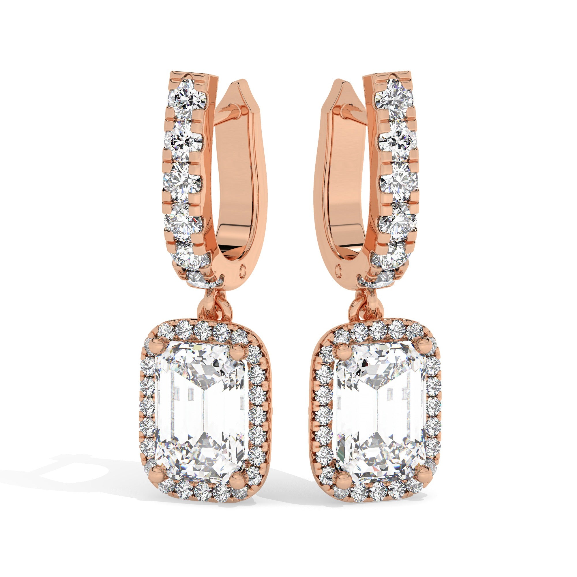 Emerald Drop Earrings - Rose Gold#Metal Colour_Rose Gold
