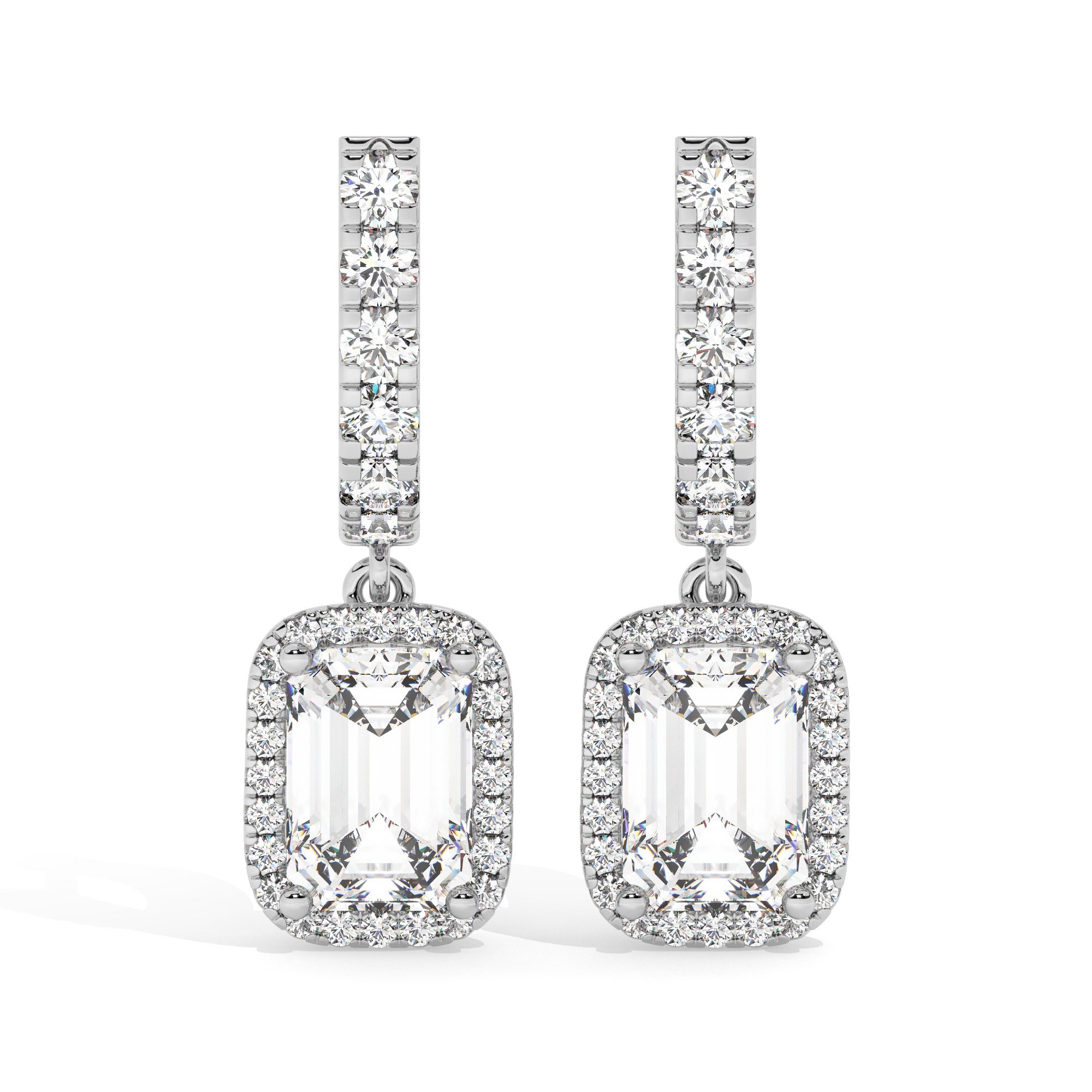 Emerald Drop Earrings - White Gold#Metal Colour_White Gold