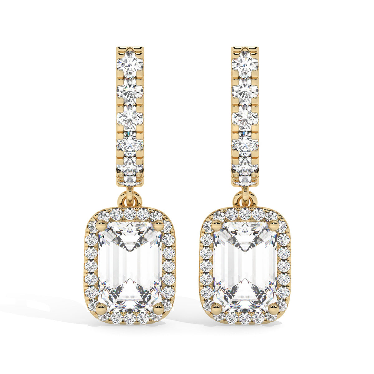 Emerald Drop Earrings - Yellow Gold#Metal Colour_Yellow Gold