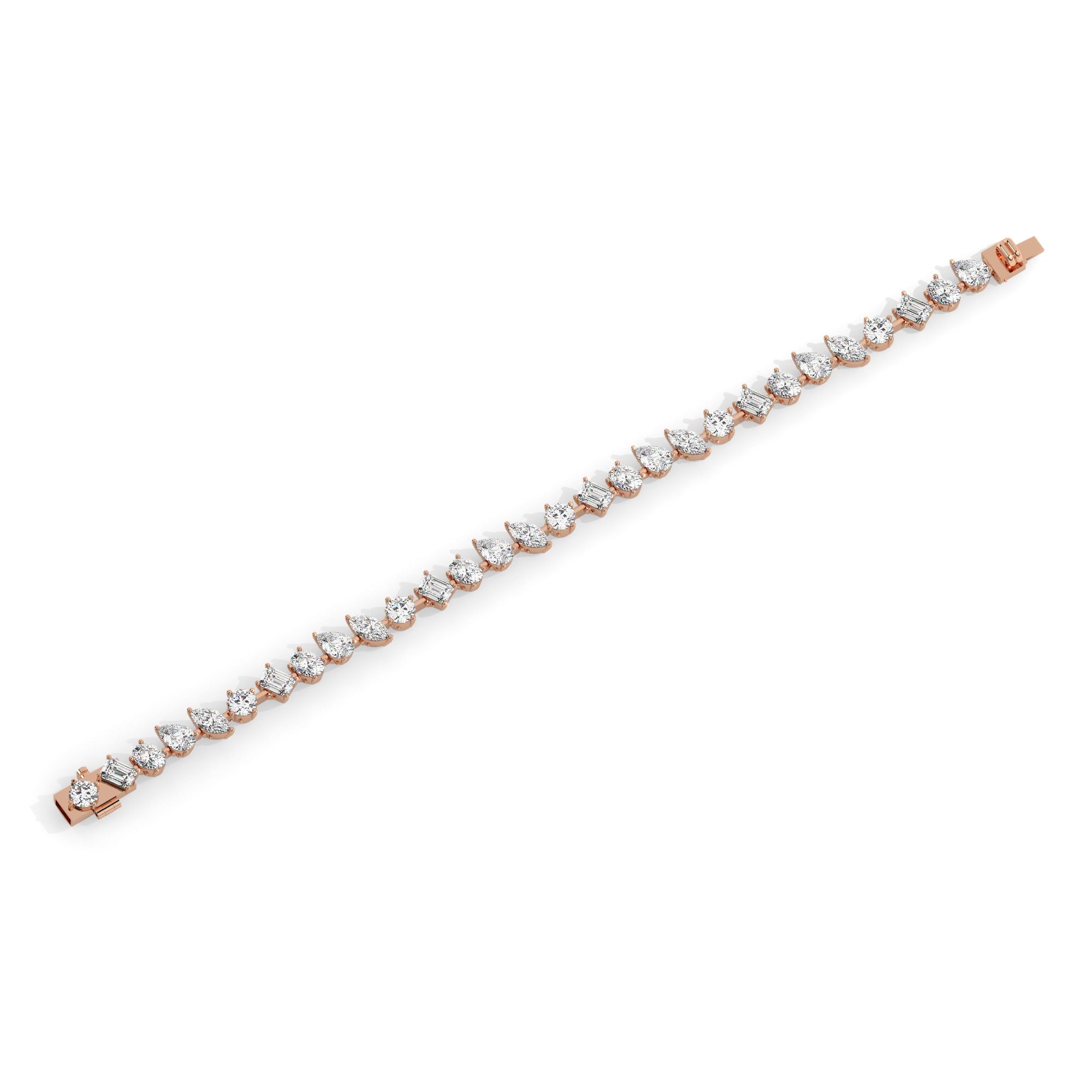 Mixed Line Bracelet - Rose Gold#Metal Colour_Rose Gold