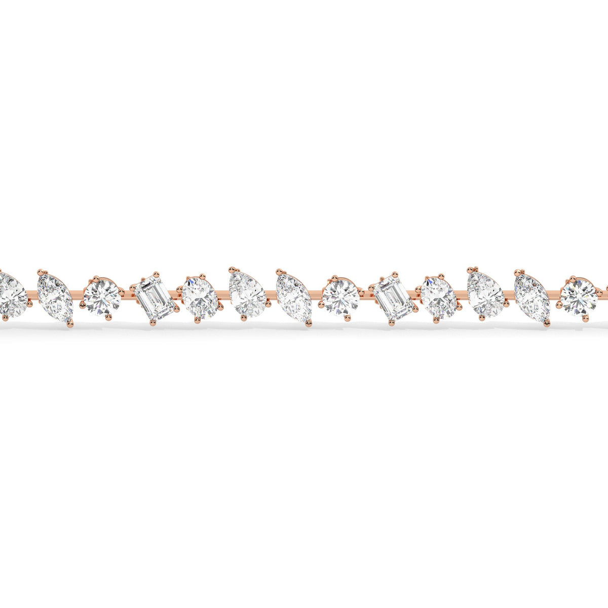 Mixed Line Bracelet - Rose Gold#Metal Colour_Rose Gold