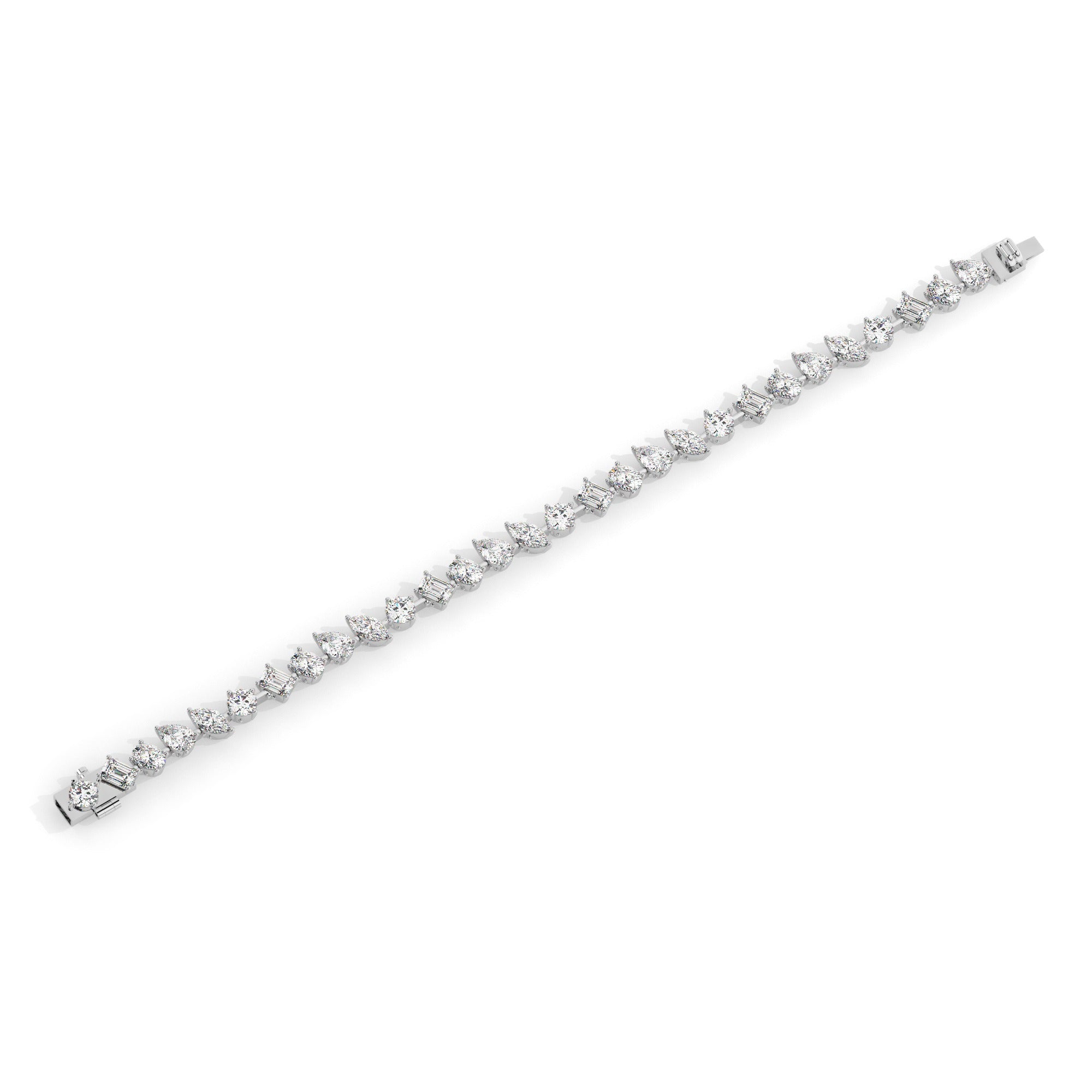 Mixed Line Bracelet - White Gold#Metal Colour_White Gold