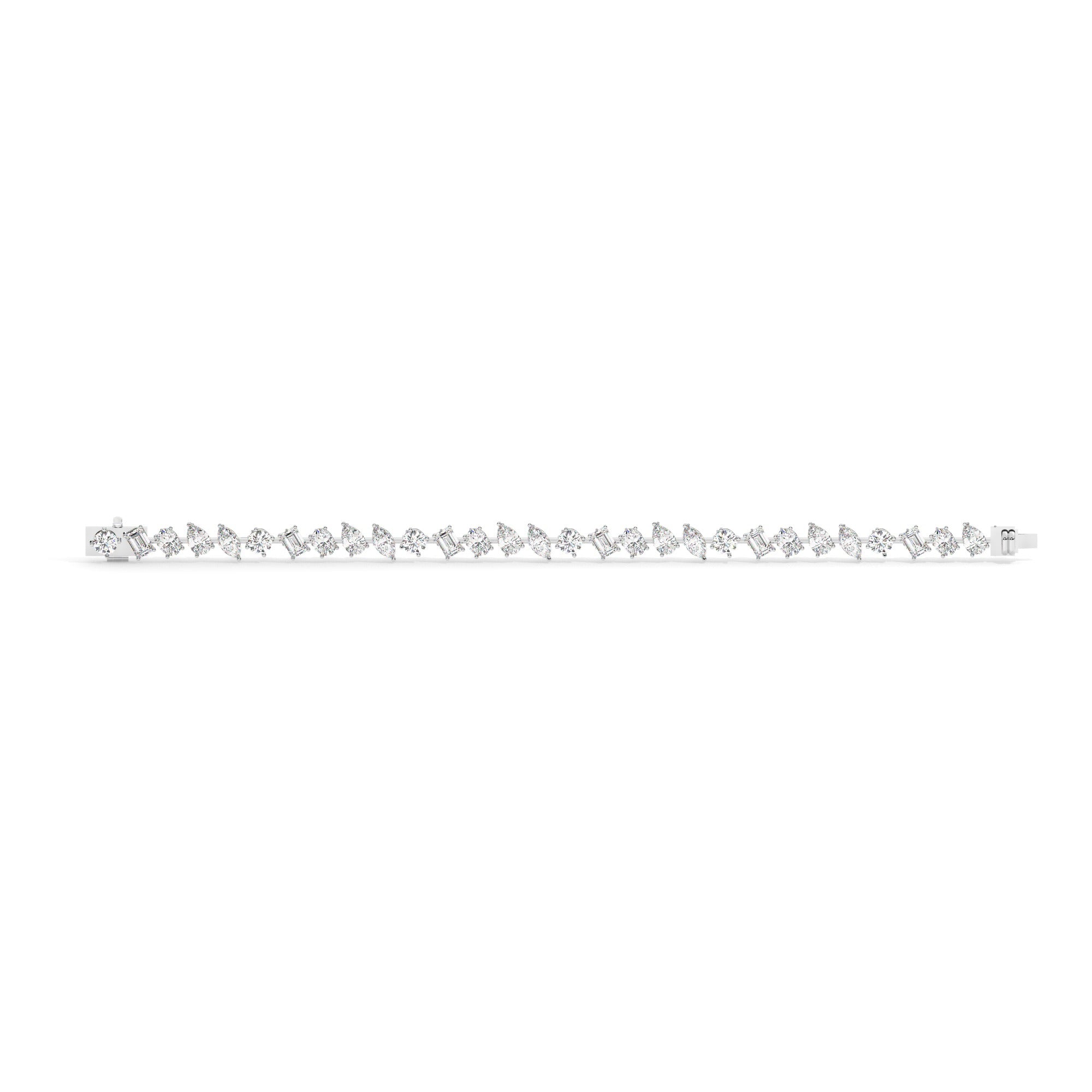 Mixed Line Bracelet - White Gold#Metal Colour_White Gold