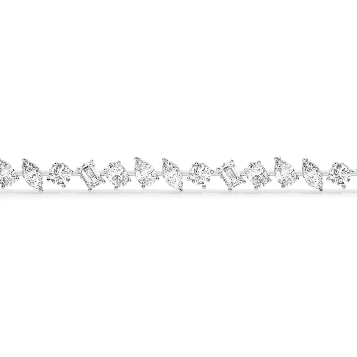 Mixed Line Bracelet - White Gold#Metal Colour_White Gold